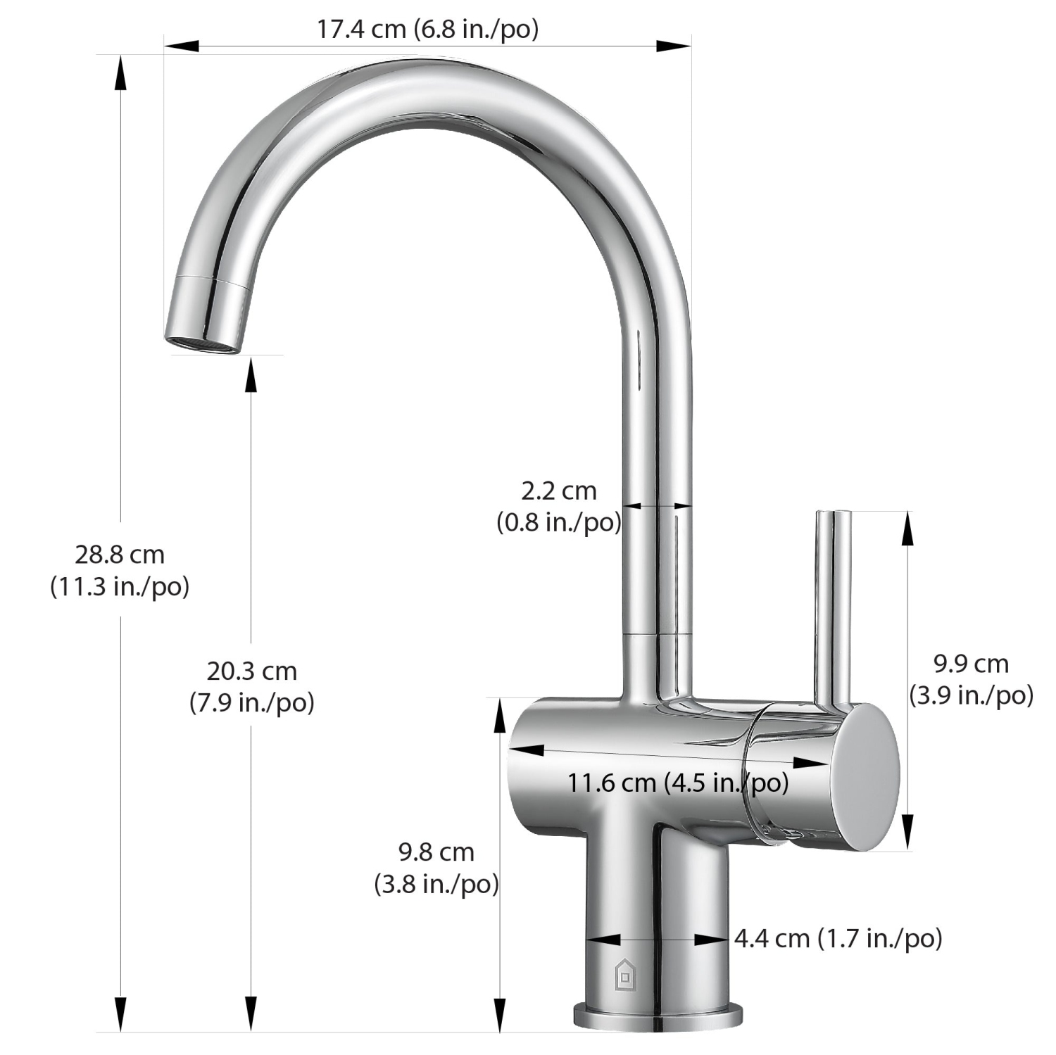 Ancona Aria Single Hole Bathroom Faucet in Chrome