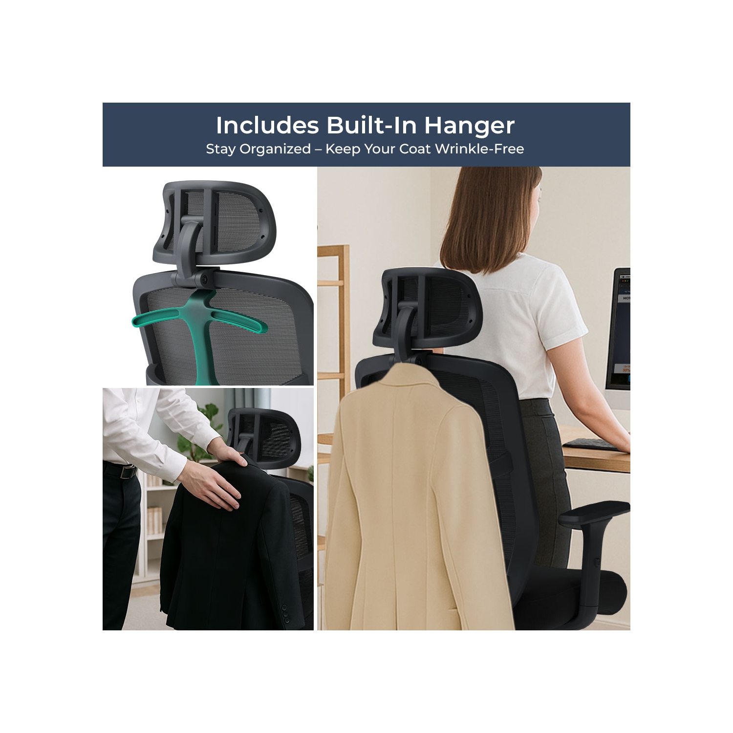 MotionGrey SkyMesh Ergonomic Office Chair-Comfy High Mesh Back Support with Adjustable Armrests-Black Desk Computer Chairs Perfect for Home Gaming