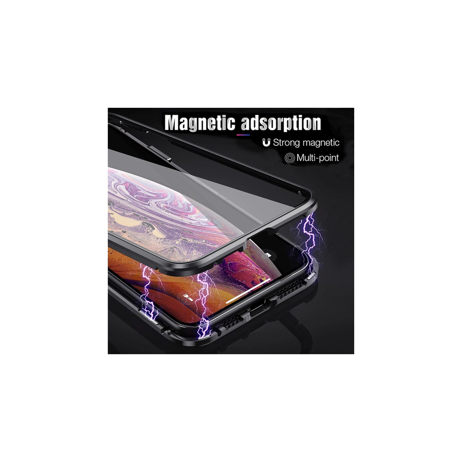 360° Front+Back Clear Tempered Glass Metal Magnetic Case Cover For iPhone 12 Pro