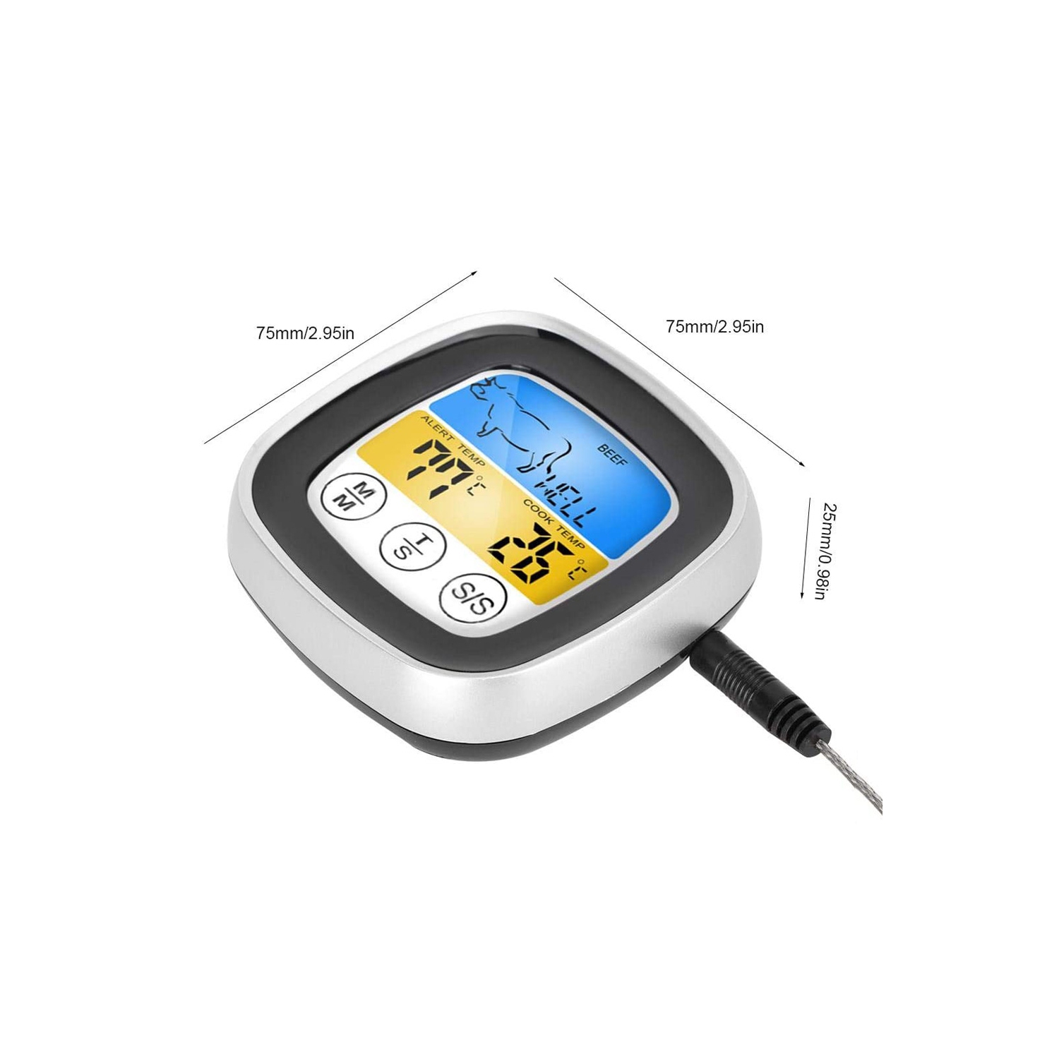 Meat Thermometer 2in1 Digital Food Kitchen Touch Screen Temperature Tester - axGear