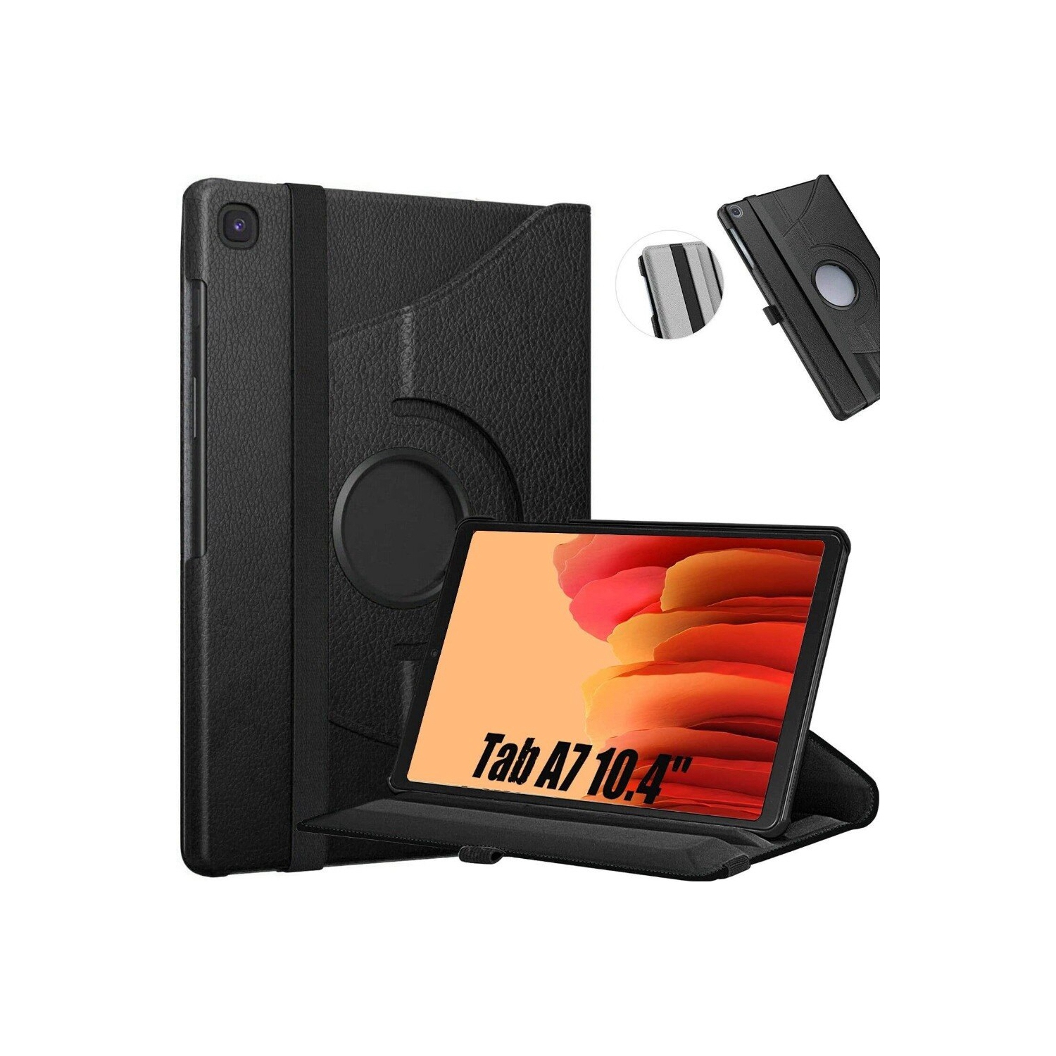 【CSmart】 360 Rotating PU Leather Stand Case Smart Cover for Samsung Tablet Tab A7 10.4" 2020, T500 T505 T507, Black