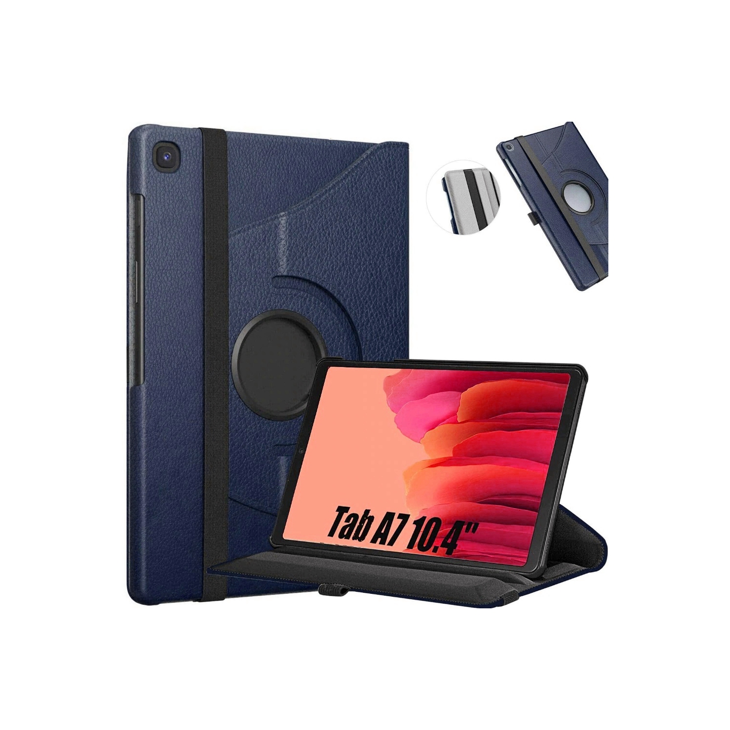【CSmart】 360 Rotating PU Leather Stand Case Smart Cover for Samsung Tablet Tab A7 10.4" 2020, T500 T505 T507, Navy
