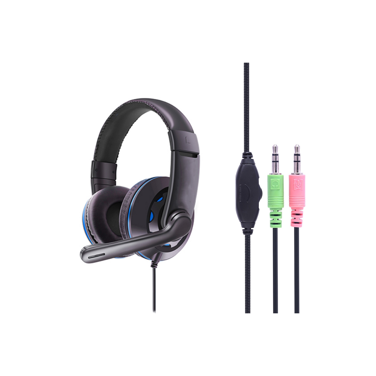 Gaming Headset Headphones Earphones Wired with PU Leather Ear Cover - axGear