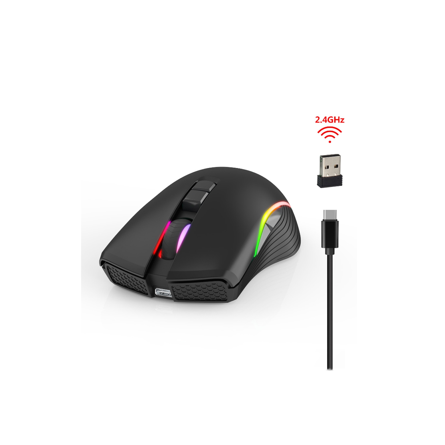 Cordless RGB Gaming Mouse 2.4G Wireless with USB-C Charging - axGear