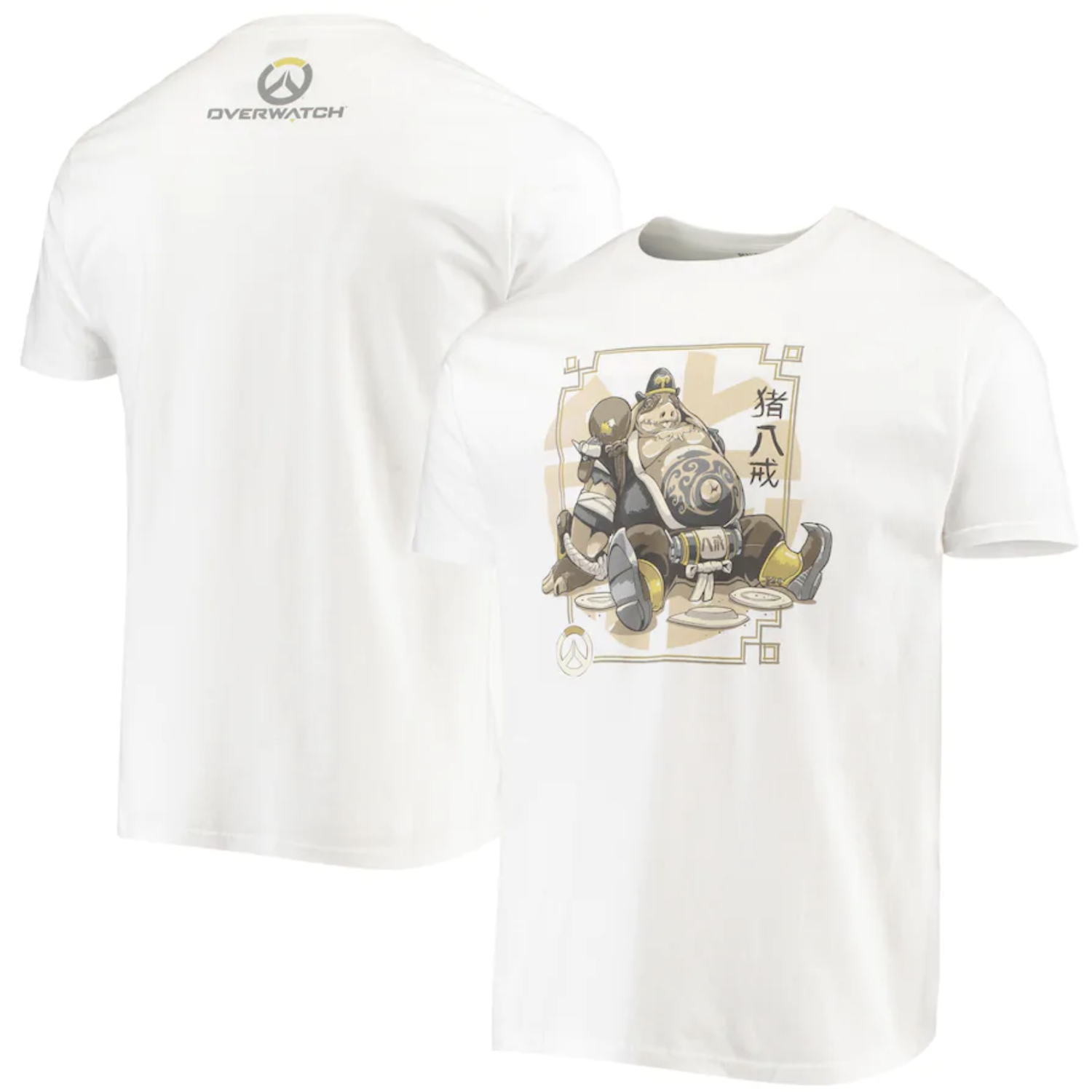 Men J!NX White Lunar Roadhog Overwatch Character Graphic T-Shirt MUR10