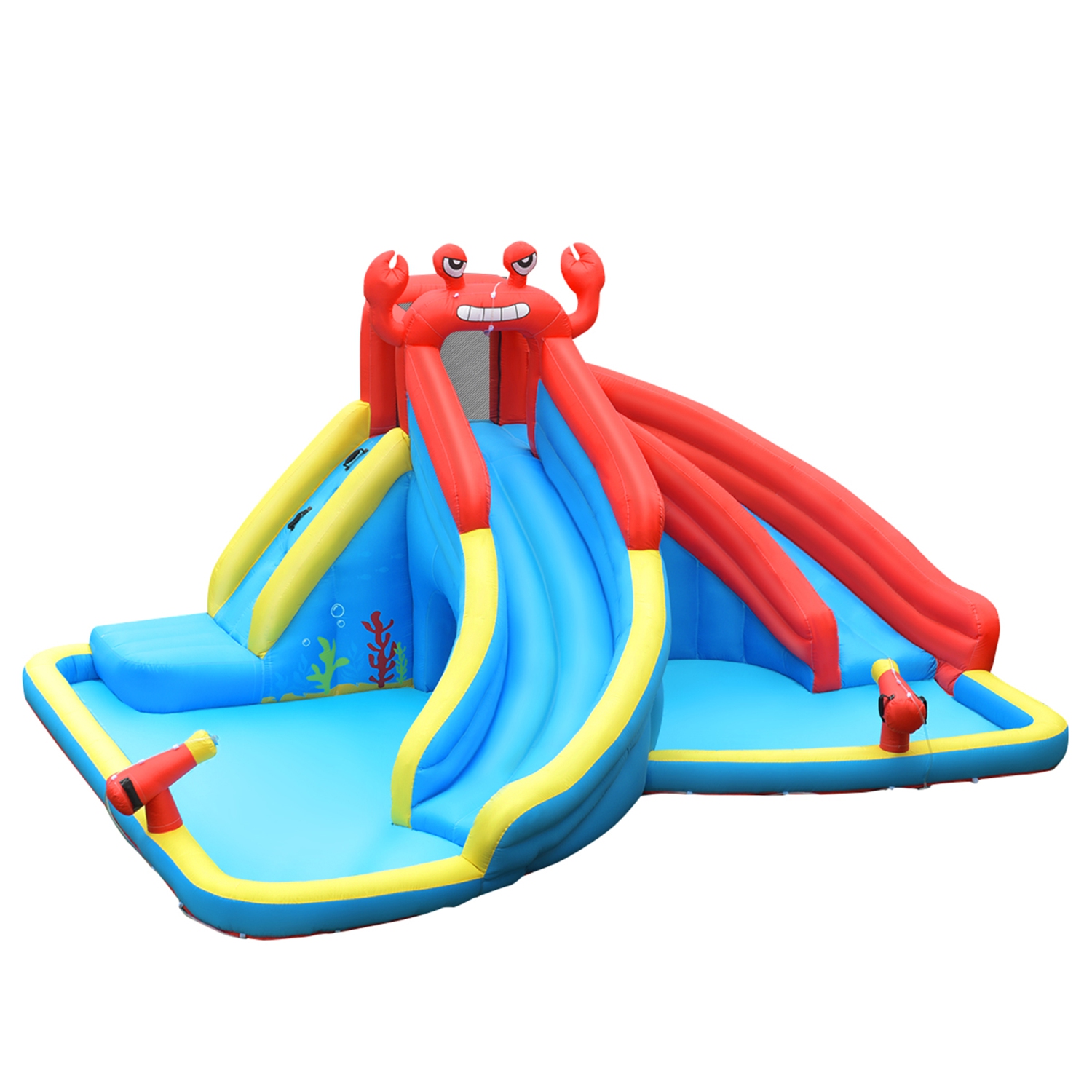 Gymax Inflatable Water Park Bounce House Crab w/ 2 Slides Climbing Wall Tunnel