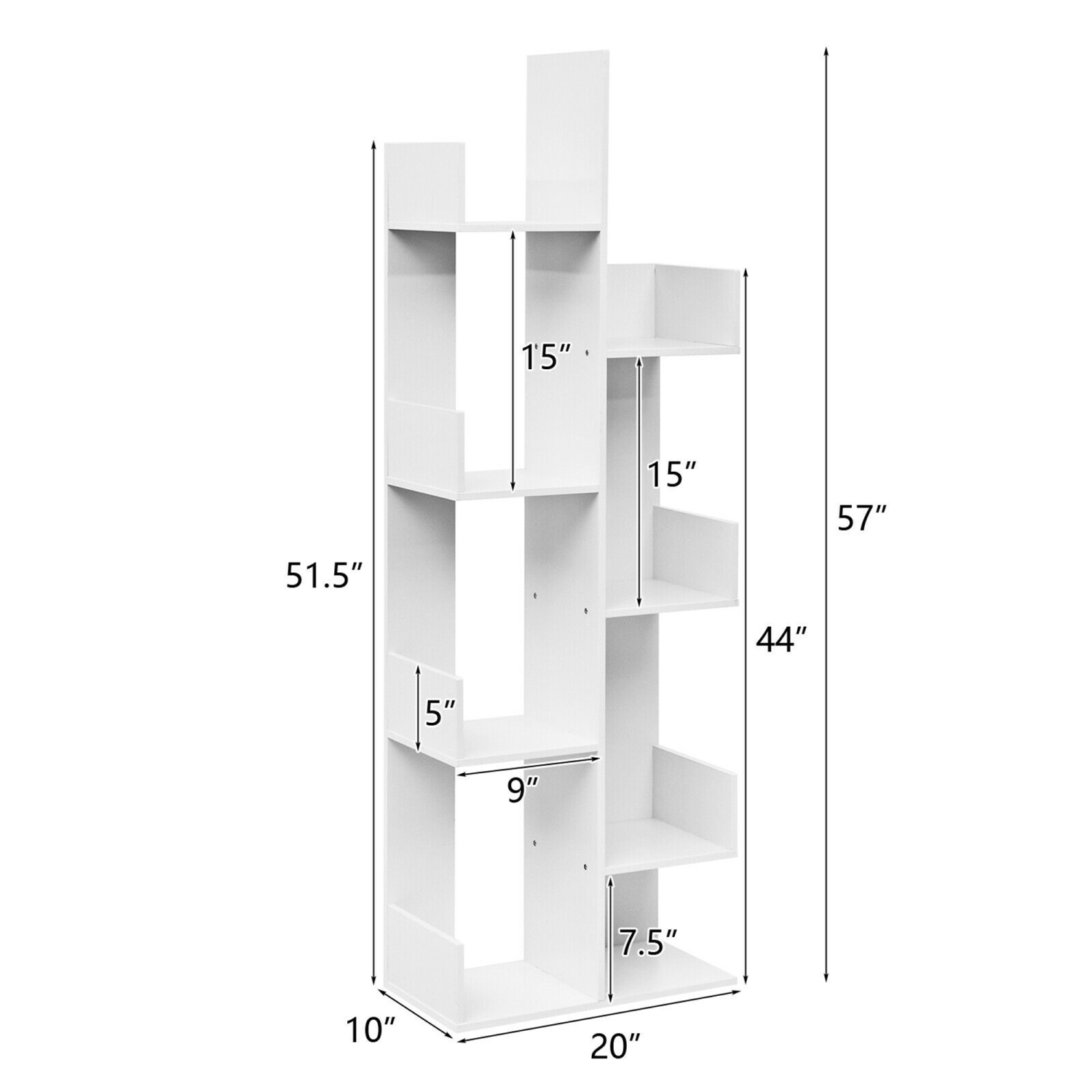 Gymax 8-Tier Bookshelf Bookcase w/8 Open Compartments Space-Saving Storage Rack