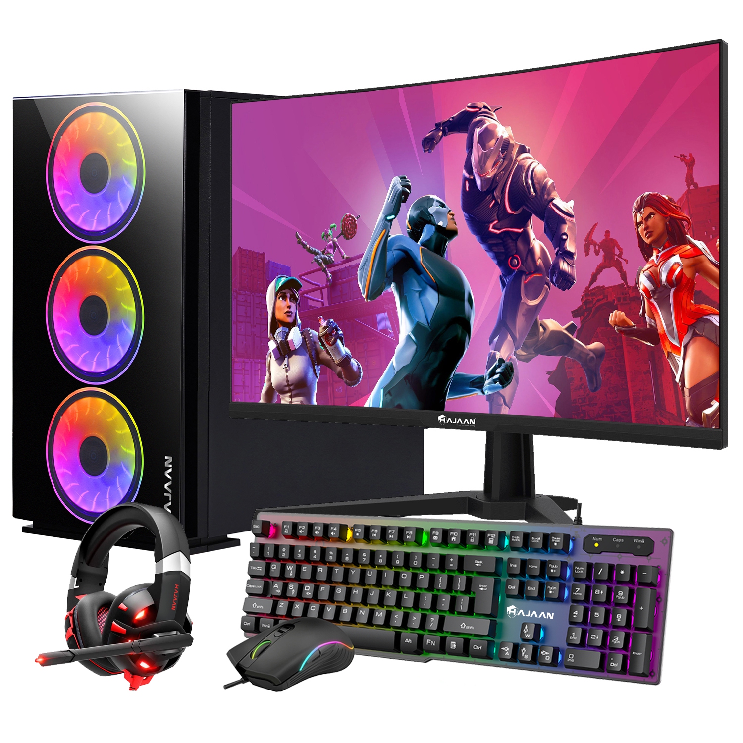 Gaming PC Desktop Tower - 27" Inch 165Hz Curve FHD Monitor - Intel Core i7 Processor up to 4.6GHz 32GB DDR4 RAM 1TB SSD GeForce RTX 4060 8GB GDDR6 HDMI Windows 11 Pro Wifi