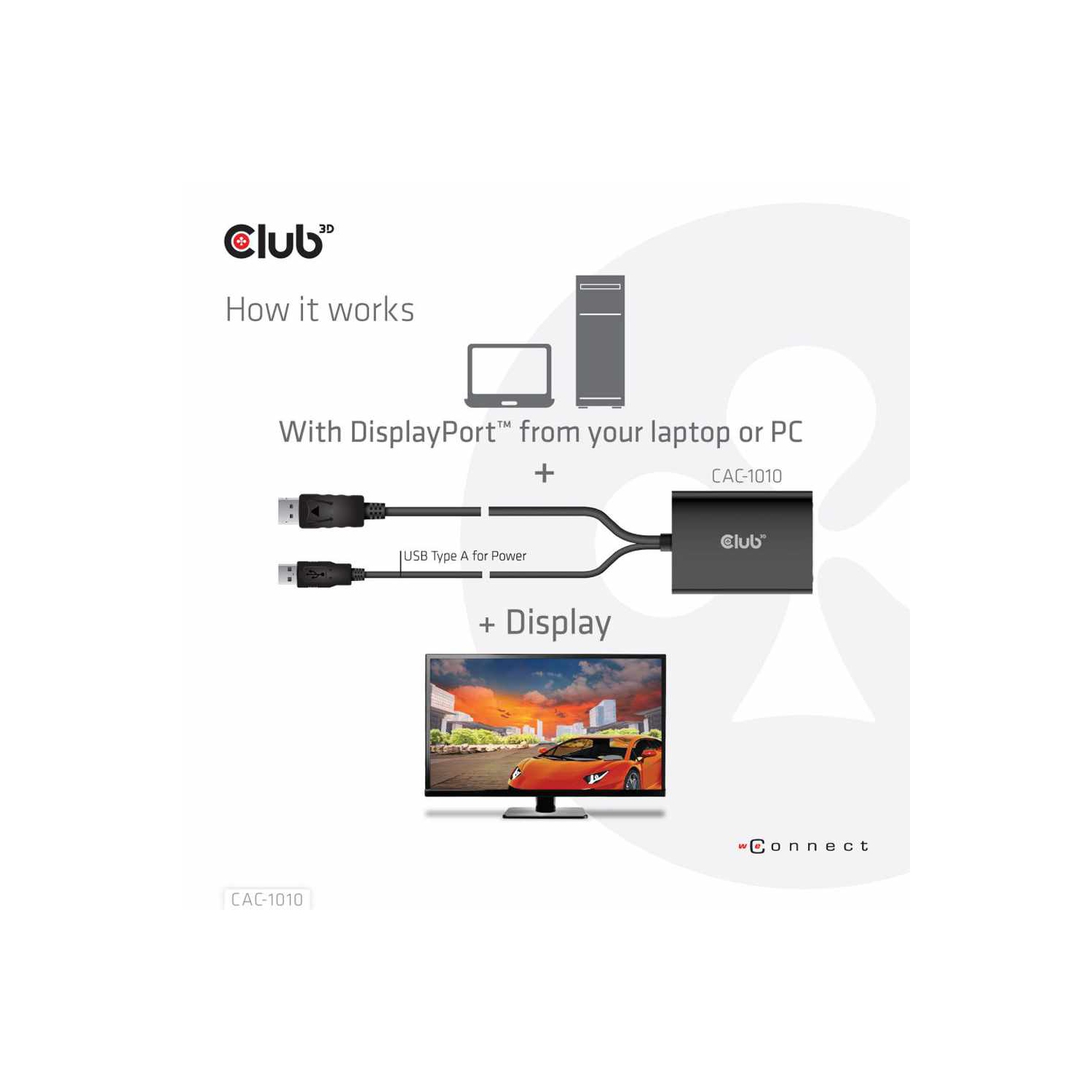 Club 3D DisplayPort to Dual Link DVI-I Active Adapter CAC