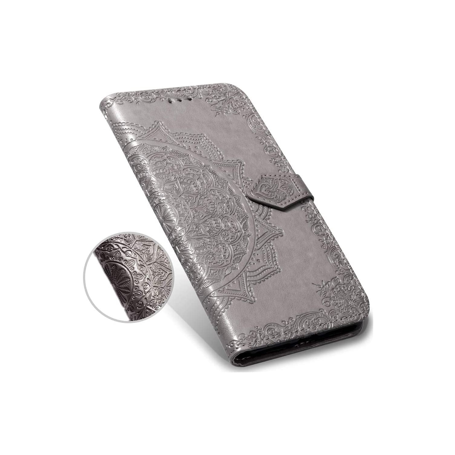 Luxury Embossed Mandala Floral Pattern Premium PU Leather Flip Wallet Case SKYXD Luxury 3D for iPhone 12