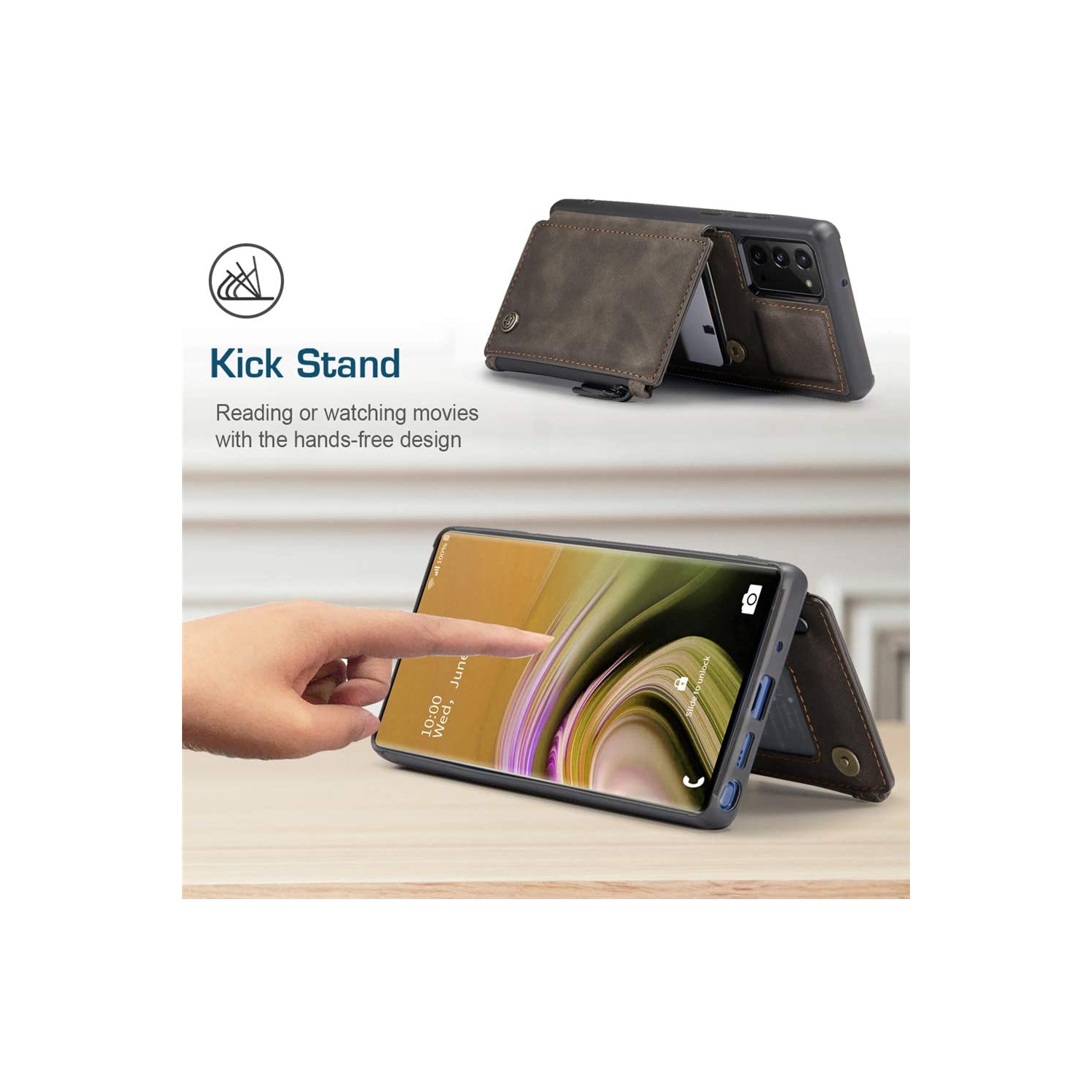 CaseMe Back case Card Slot Retro Matte Synthetic Leather Wallet Zipper Stand Cover for Samsung Galaxy Note 20