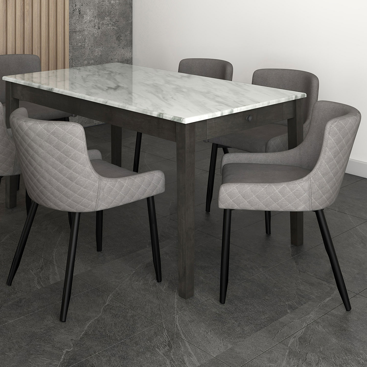 Bianca Modern Fabric Dining Chair - Set of 2 - Grey/Black