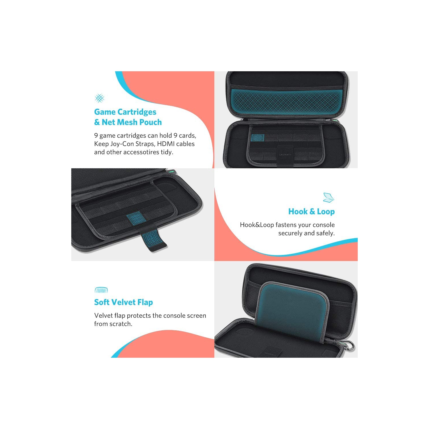 Case for Nintendo Switch with Carabiner for Switch Console Black .