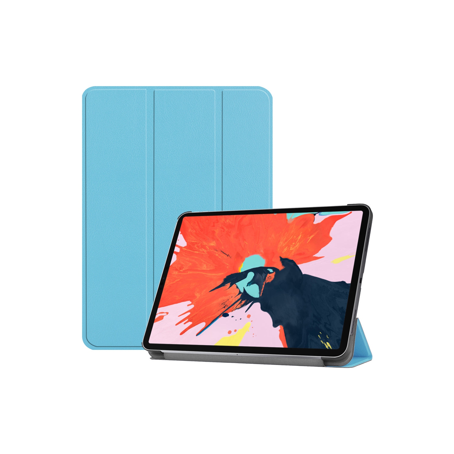 PANDACO Light Blue Leather Folio Case with Smart Cover for iPad 10.2-inch