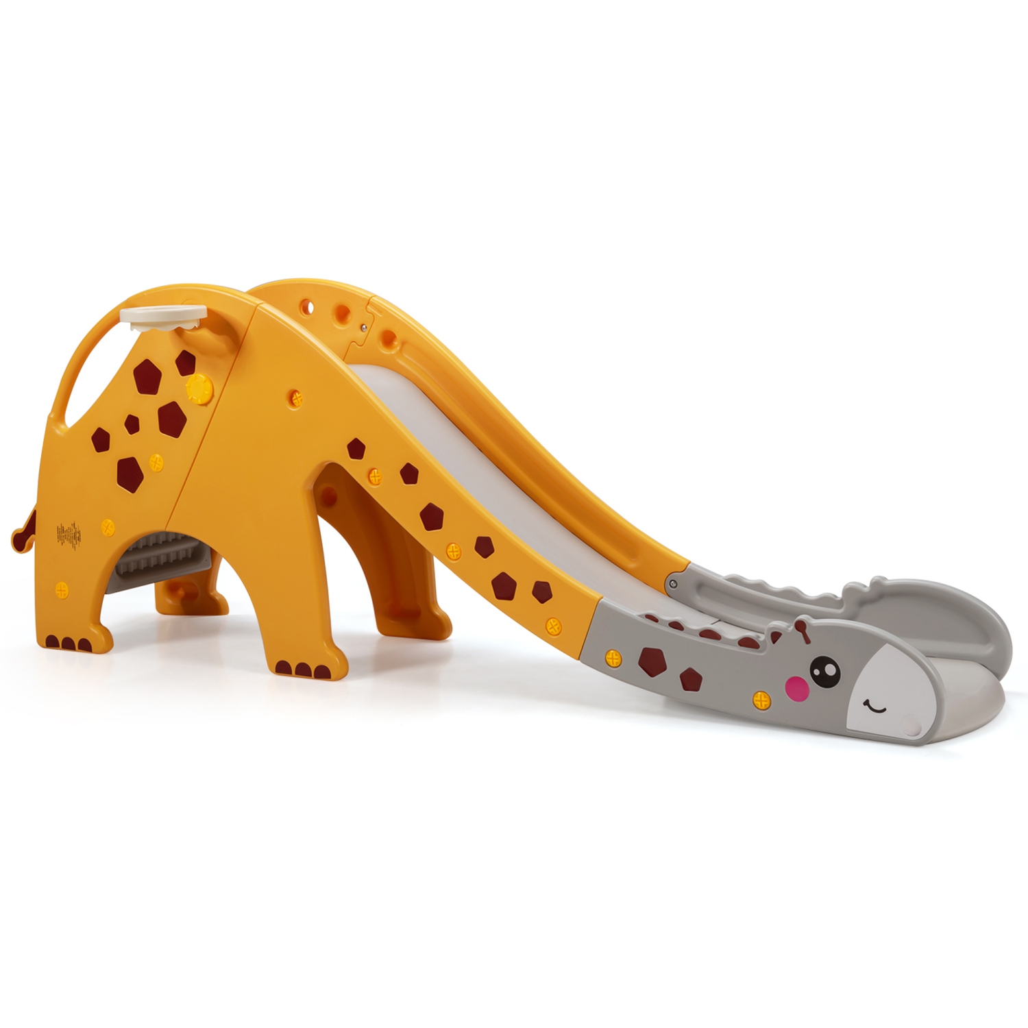 Gymax Toboggan 3-en-1 pour Enfants,Ensemble de Jeu avec Panier de Basketball Intérieur& Extérieur