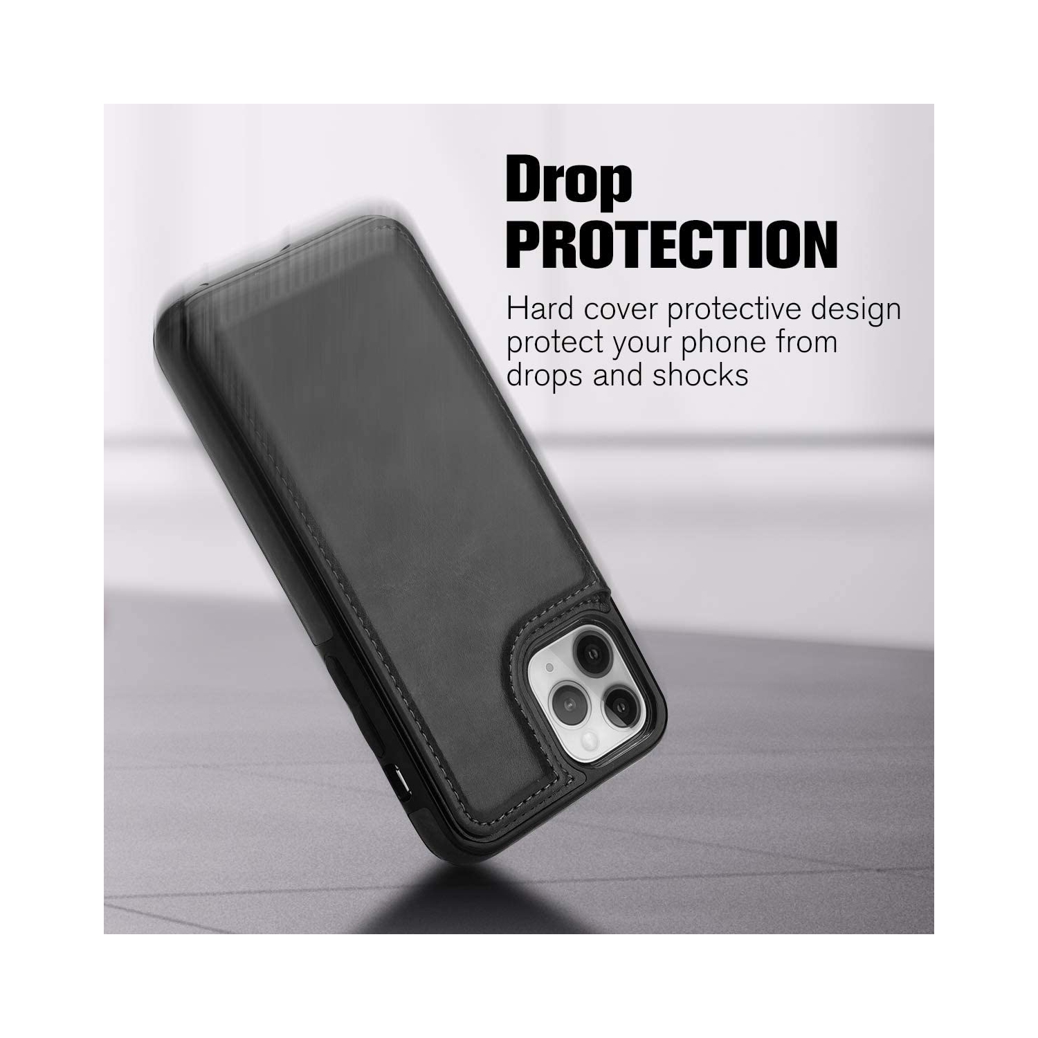 Leather Flip Wallet Case Card Holder Phone Back Cover for iPhone 12 Pro