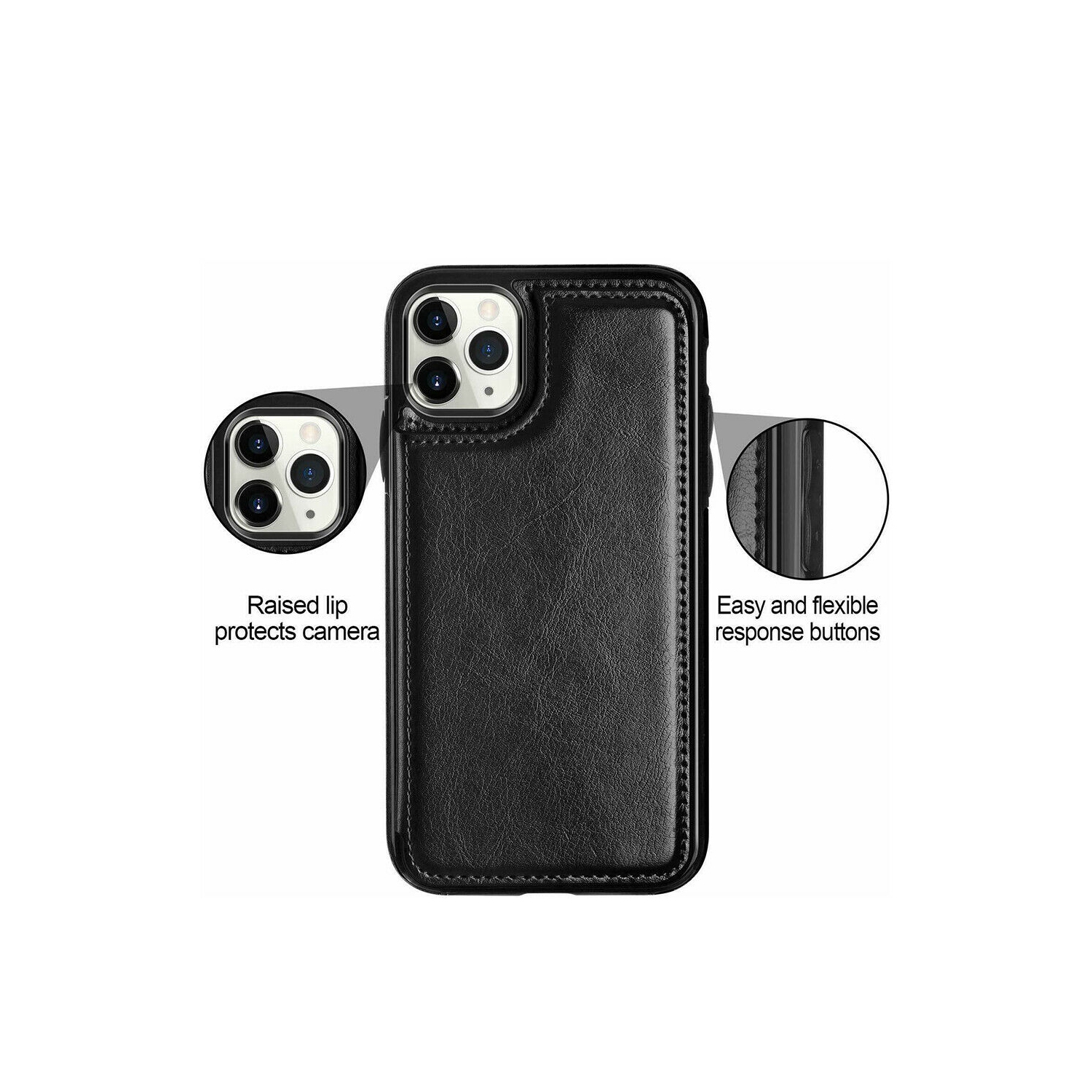 Leather Flip Wallet Case Card Holder Phone Back Cover for iPhone 12 Pro