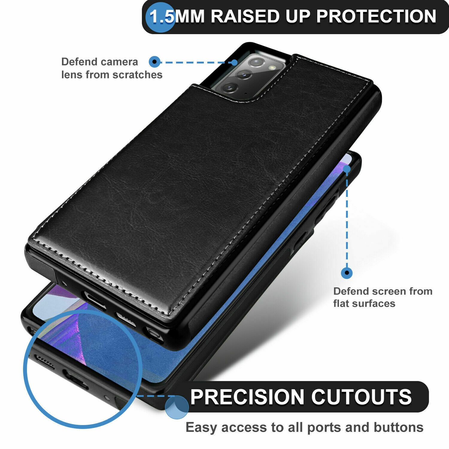 Leather Flip Wallet Case Card Holder Phone Back Cover for Samsung Galaxy Note 20 Ultra