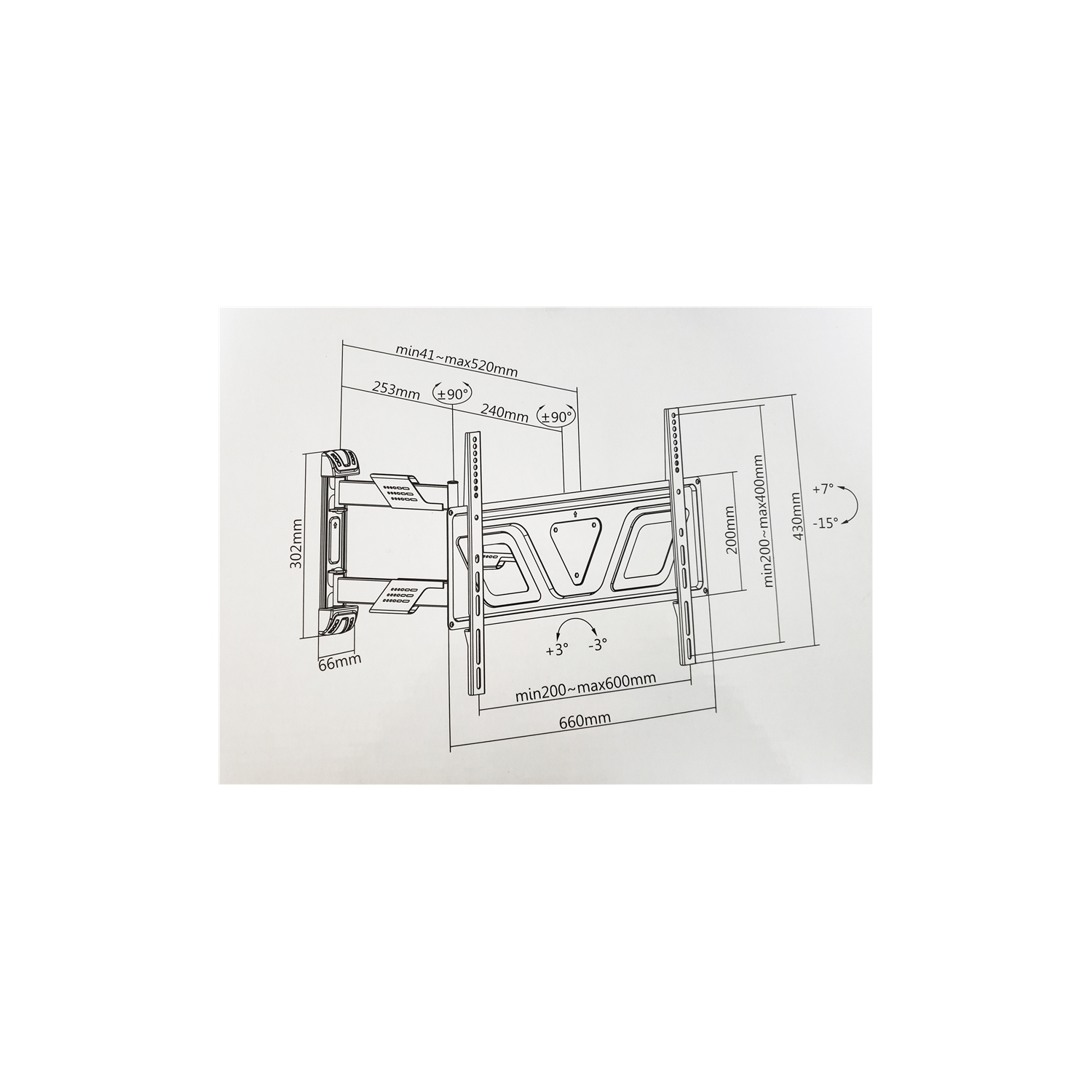 Pro HD – Support mural pour téléviseur ACL à plasma ultramince à mouvement complet, VESA 600 x 400, 37 à 70 po