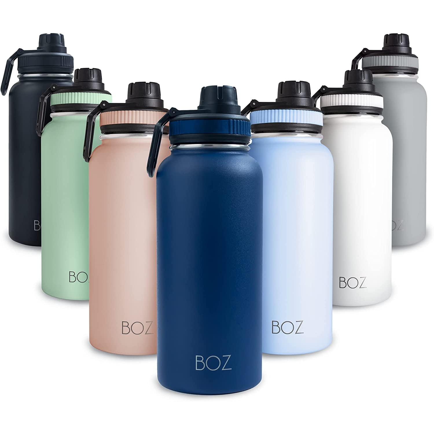 BOZ Stainless Steel Water Bottle XL - Monaco Blue Wide Mouth, BPA Free, Vacuum Double Wall Insulated
