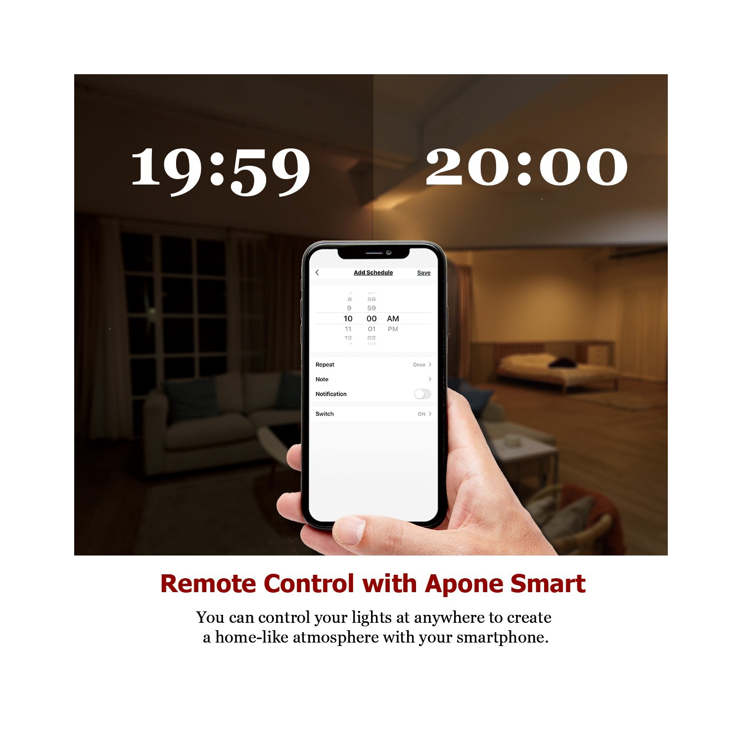 Apone Smart LightBulb RGB A19 E27 8W - 4 Pack