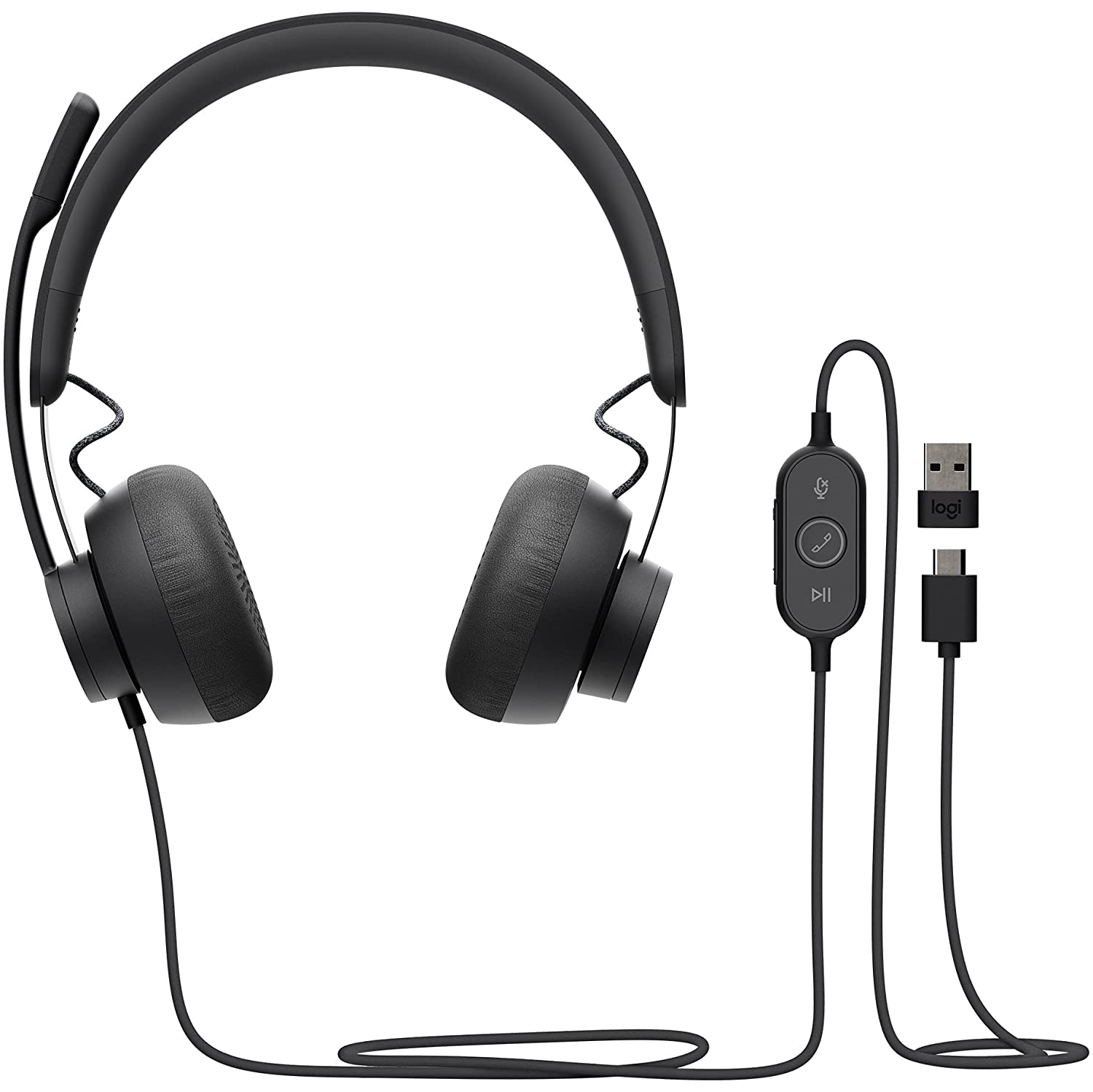 Logitech Zone Over-Ear Noise Cancelling Sound Isolating Headphones with Mic (981-000871) - Black
