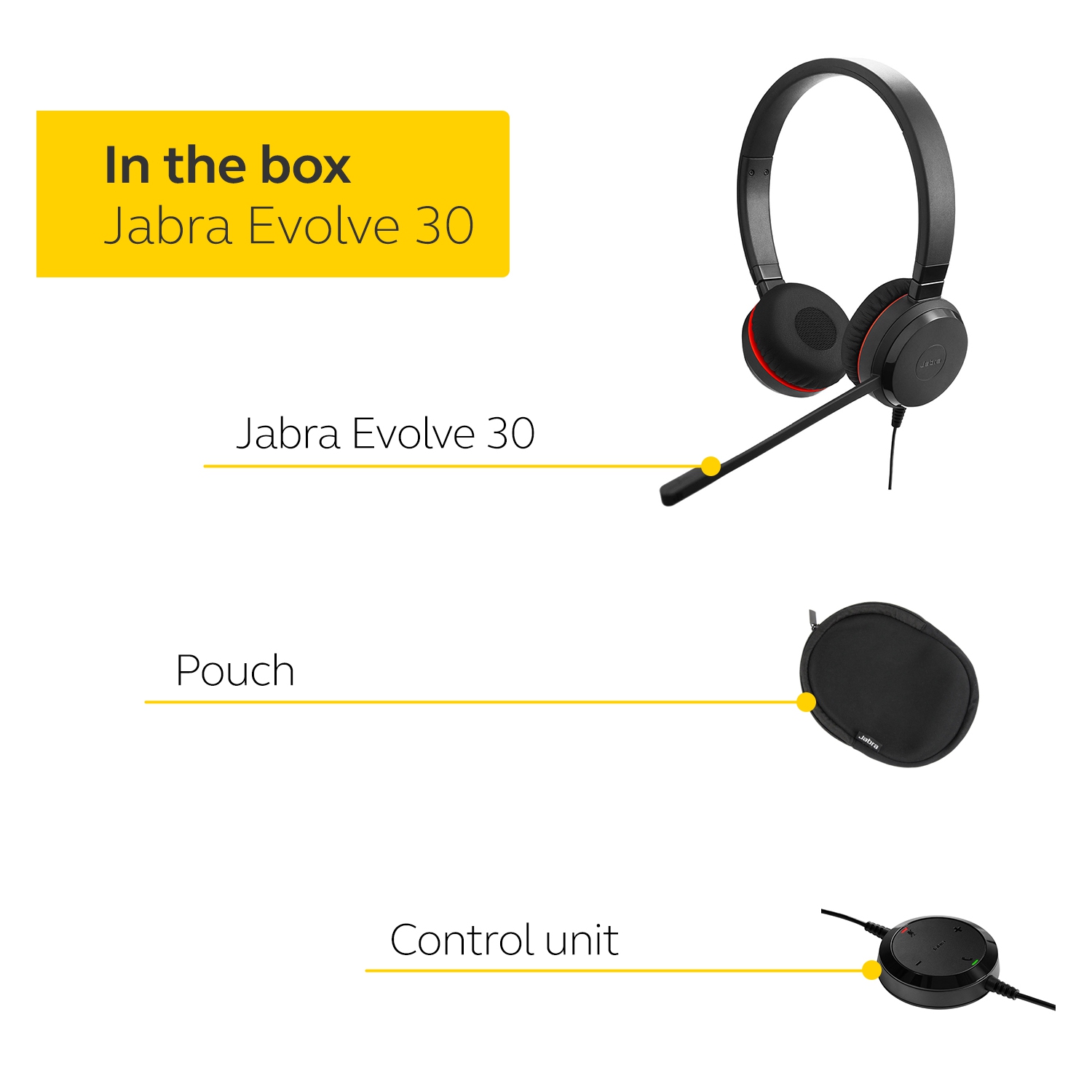 Jabra Evolve 30 II On-Ear Sound Isolating Headphones with Mic - Black