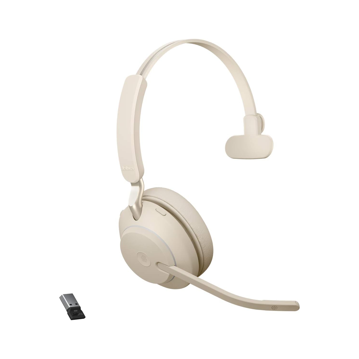 GN NETCOM/JABRA Evolve2 65 On-Ear Sound Isolating Bluetooth 5.0 Mono Headphones with Mic - Beige