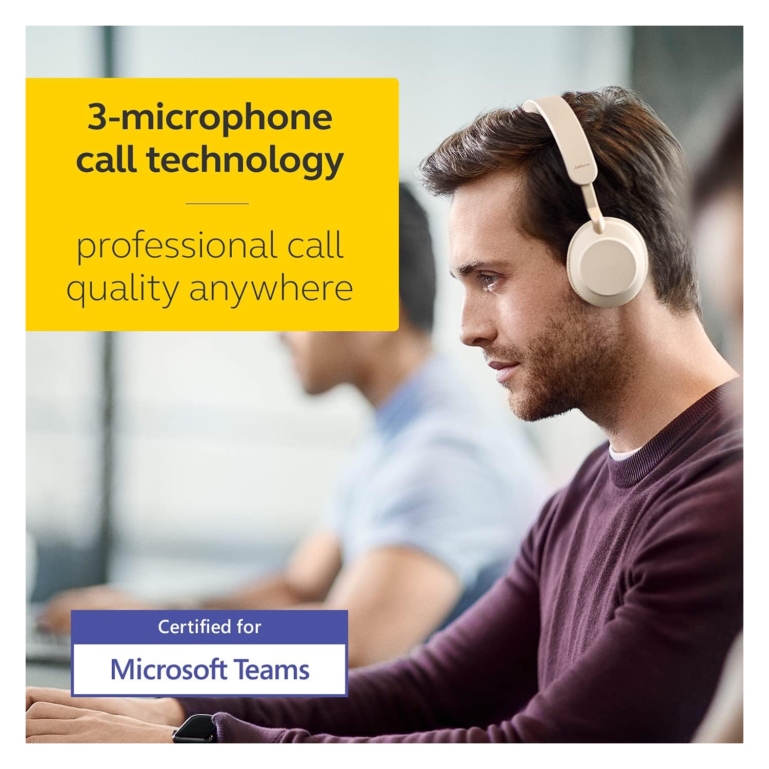 GN NETCOM/JABRA Evolve2 65 On-Ear Sound Isolating Bluetooth 5.0 Mono Headphones with Mic - Beige