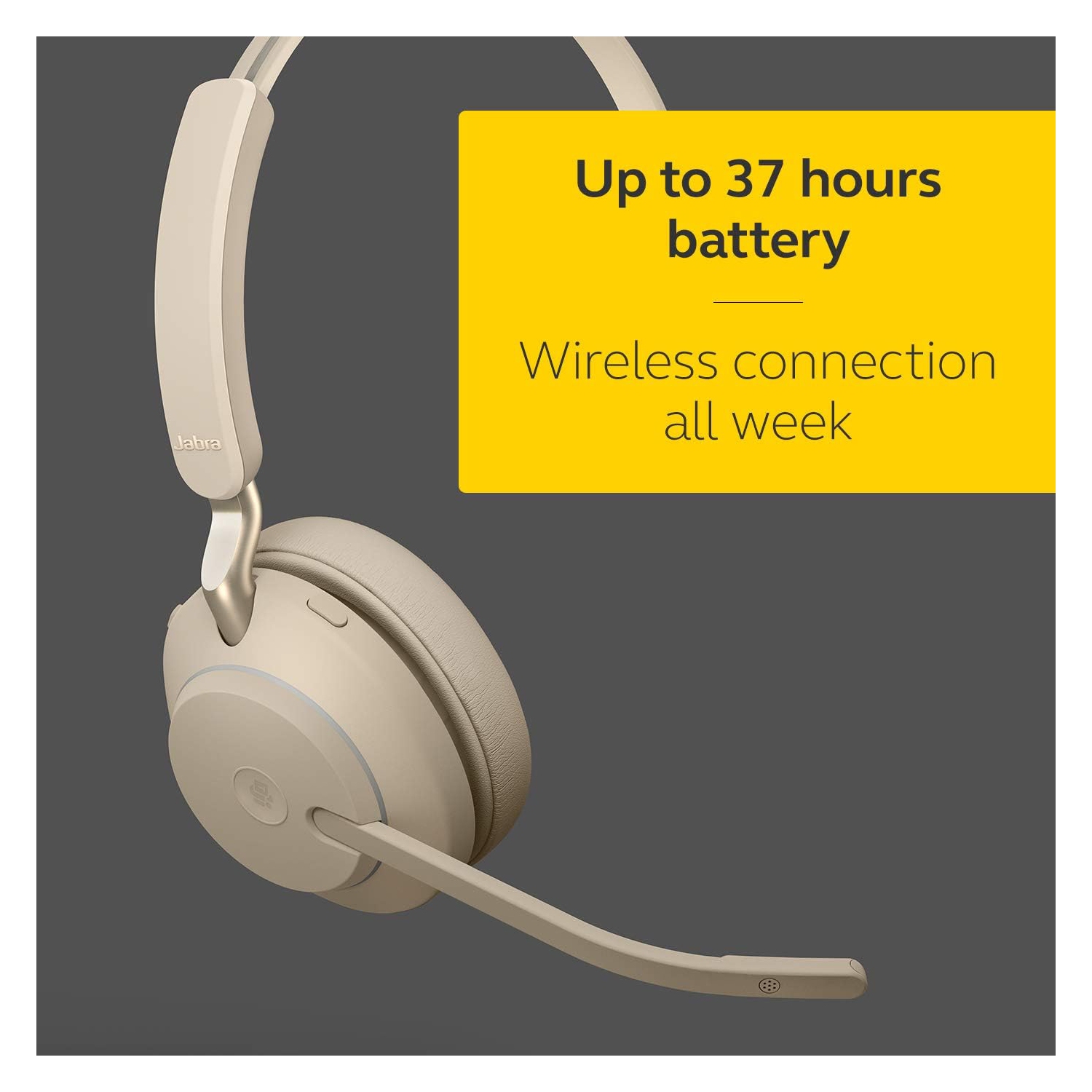 GN NETCOM/JABRA Evolve2 65 On-Ear Sound Isolating Bluetooth 5.0 Mono Headphones with Mic - Beige