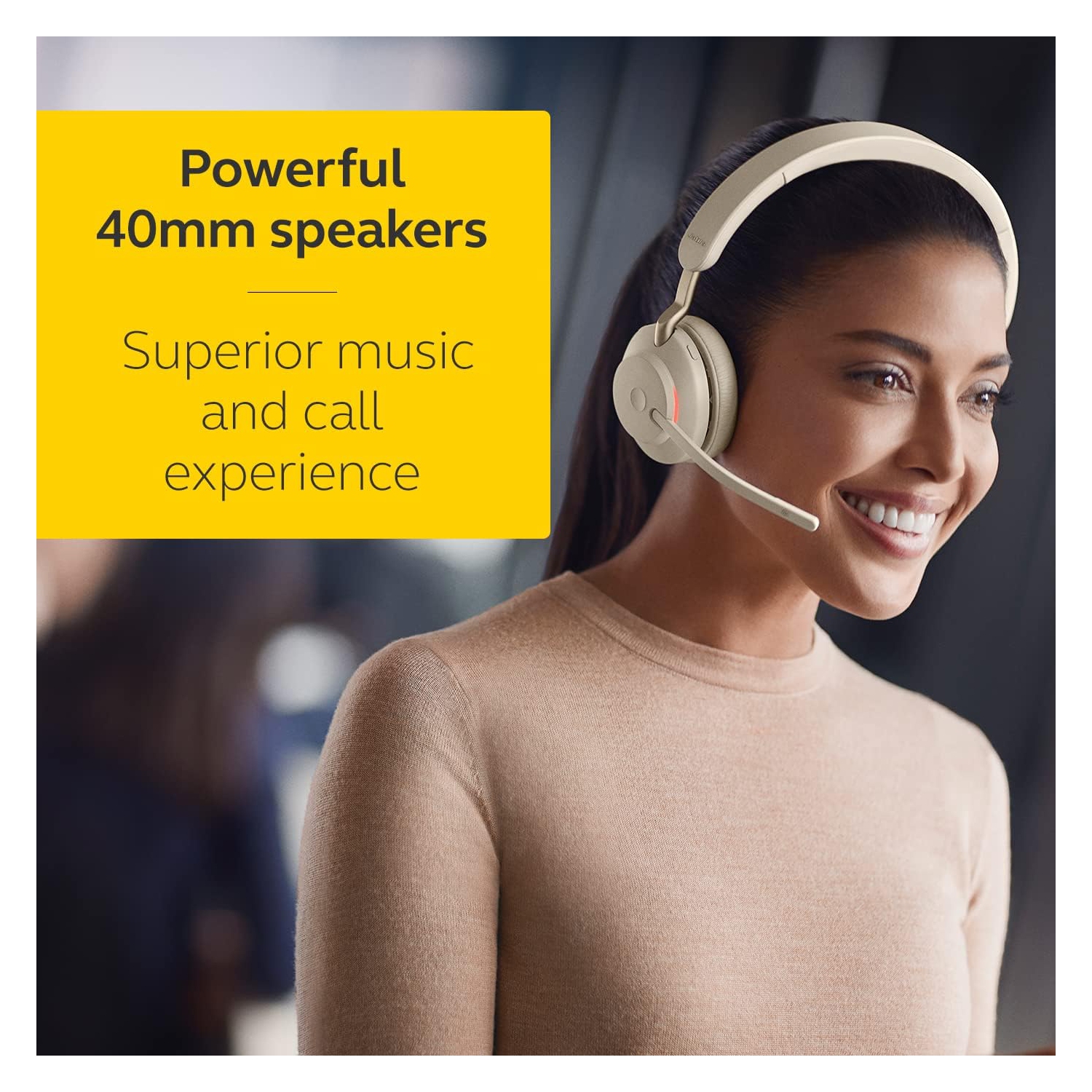 GN NETCOM/JABRA Evolve2 65 On-Ear Sound Isolating Bluetooth 5.0 Mono Headphones with Mic - Beige