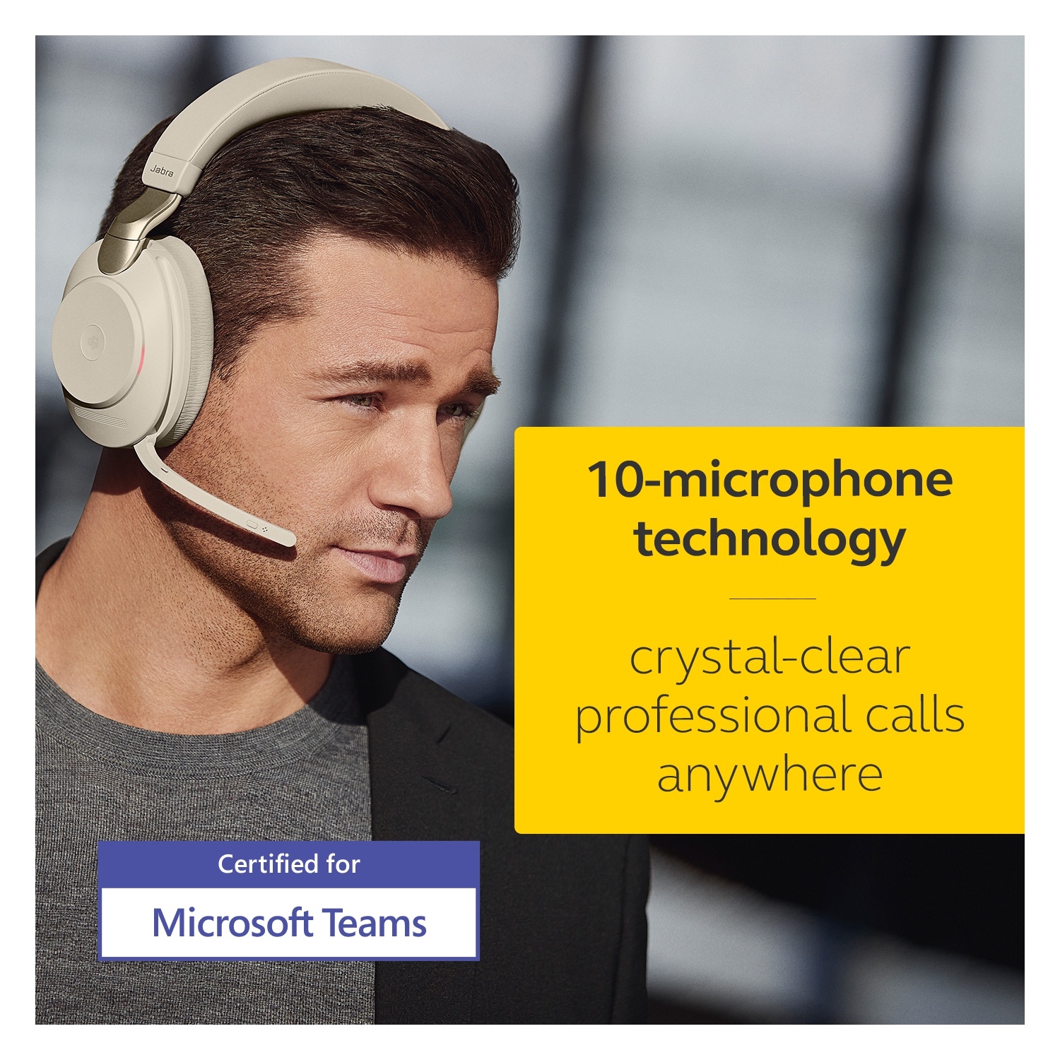 Casque d’écoute à isolation sonore avec micro Evolve2 85 de Jabra - Beige