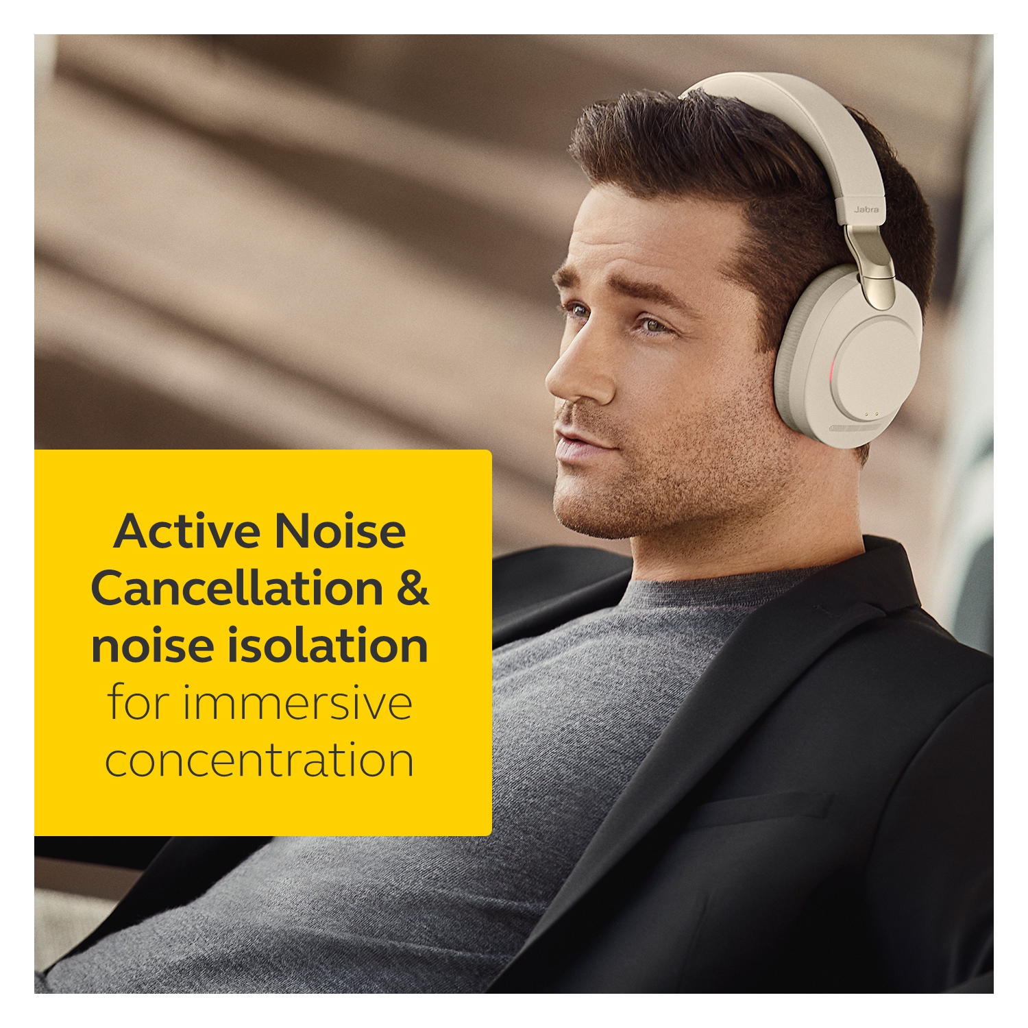Casque d’écoute à isolation sonore avec micro Evolve2 85 de Jabra - Beige