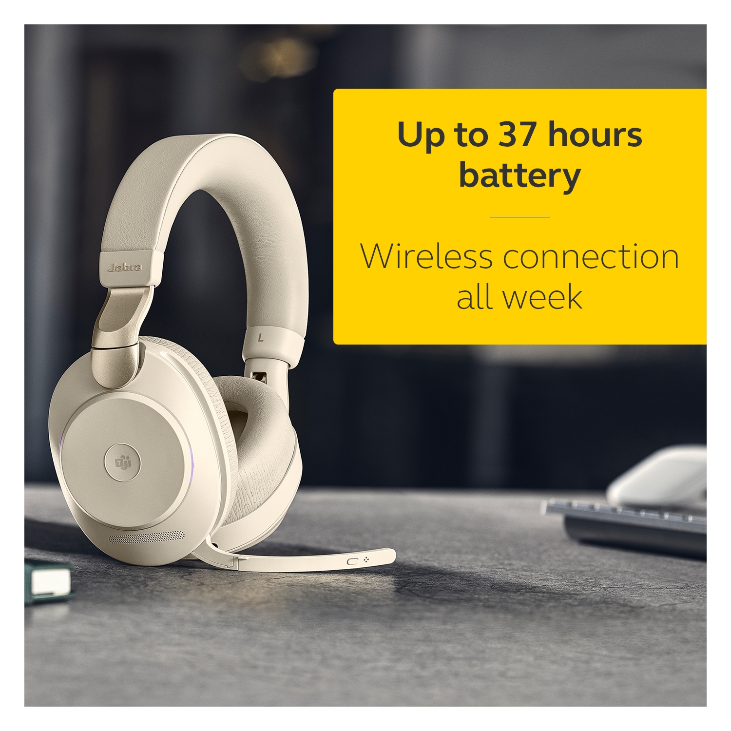 Casque d’écoute à isolation sonore avec micro Evolve2 85 de Jabra - Beige