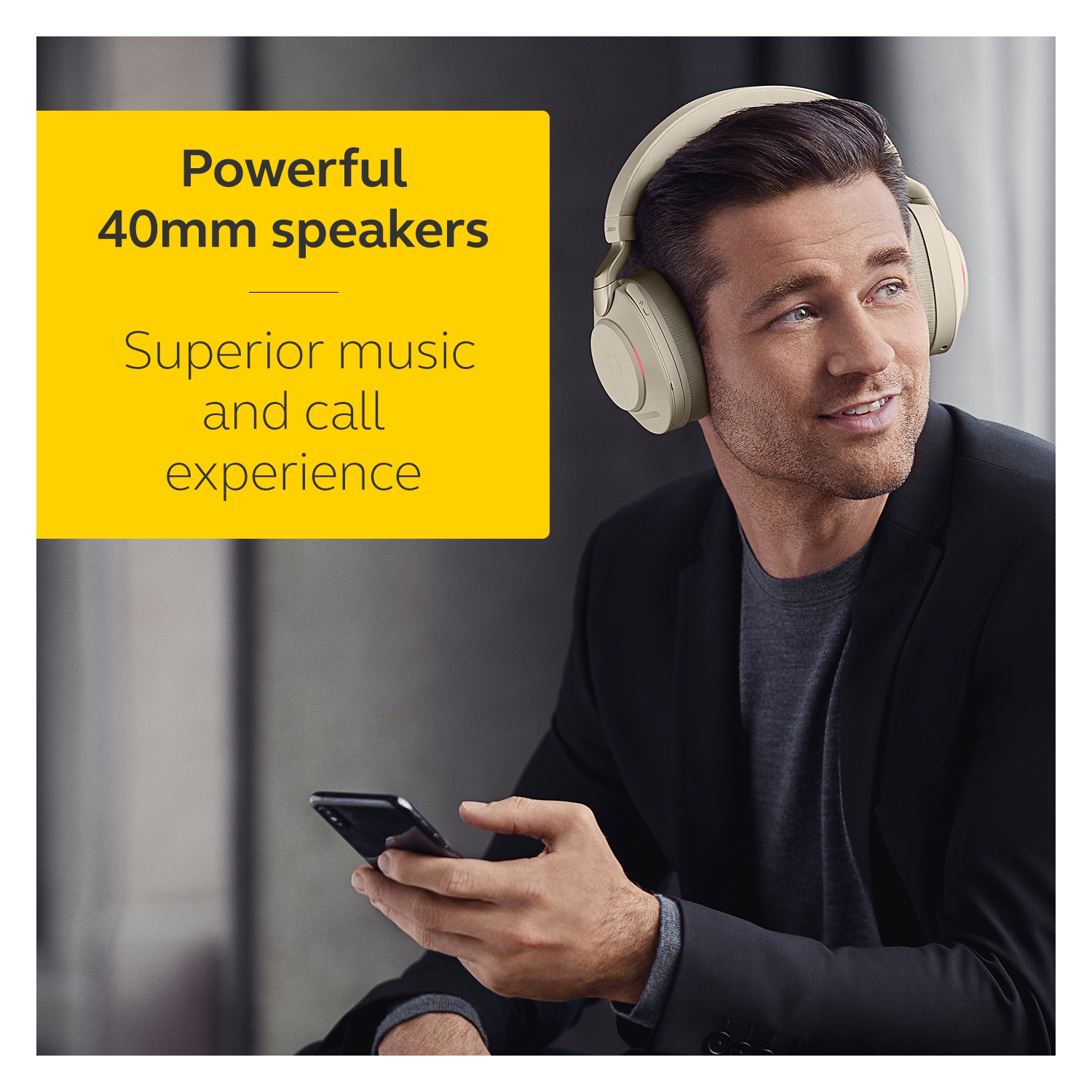 Casque d’écoute à isolation sonore avec micro Evolve2 85 de Jabra - Beige