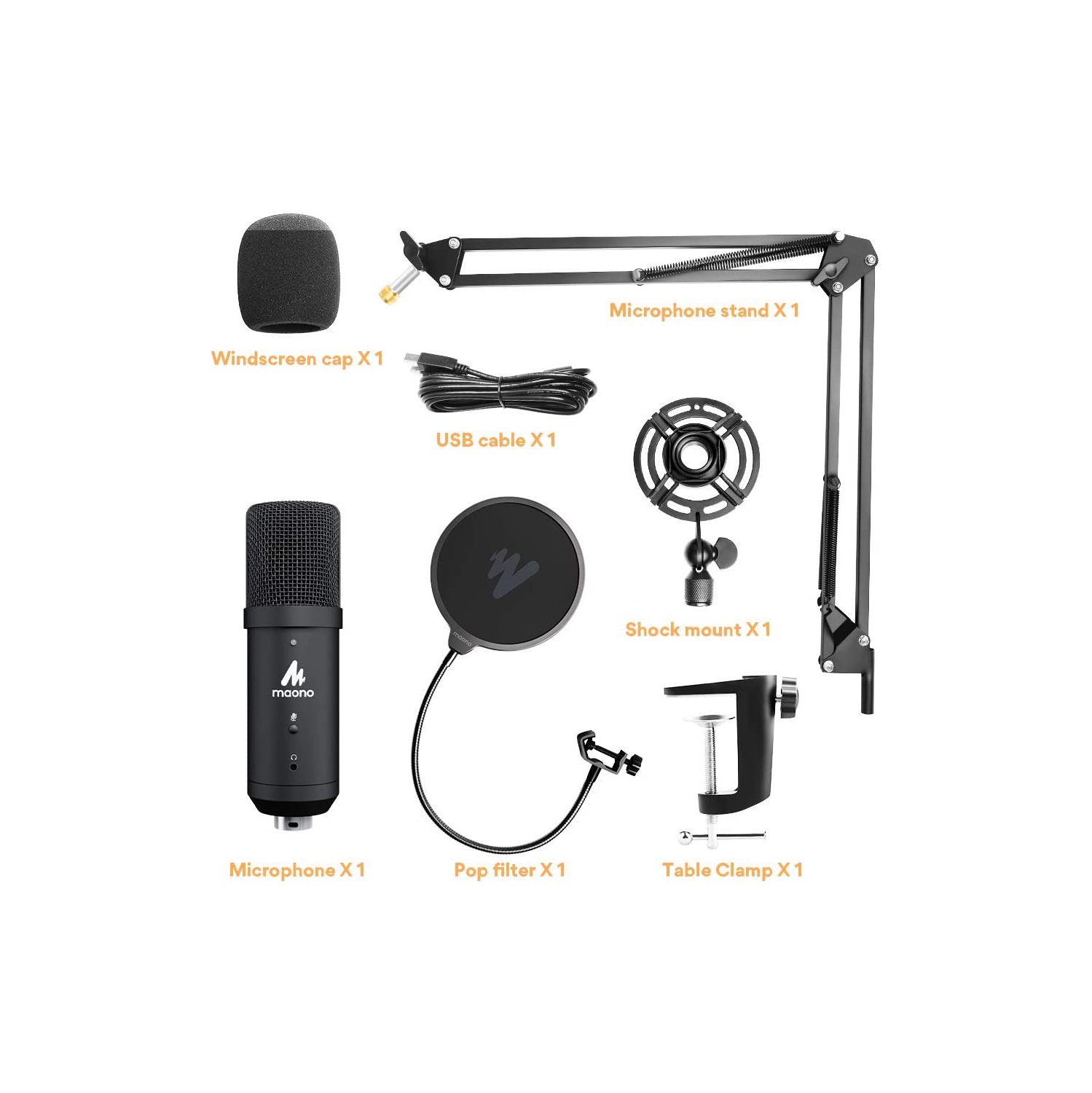 MAONO AU-PM401 192KHz/24Bit Zero Latency USB Computer Condenser Cardioid Mic with Mute Button for Podcasting, Gaming, YouTube, Streaming, Recording