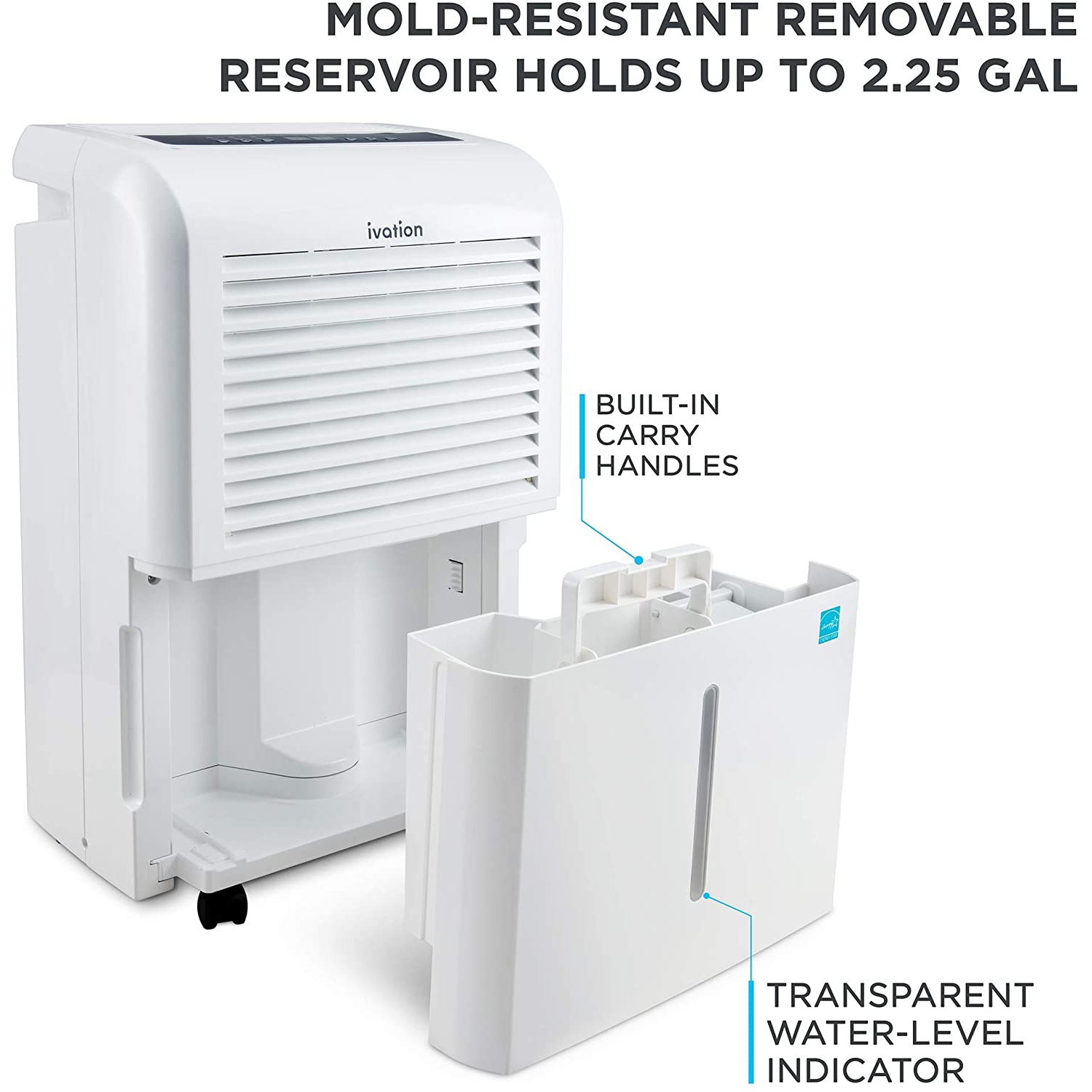 Ivation 4,500 Sq Ft Energy Star Dehumidifier with Pump, Large Capacity Compressor Includes Programmable Humidity, Hose Connector, Auto Shutoff and