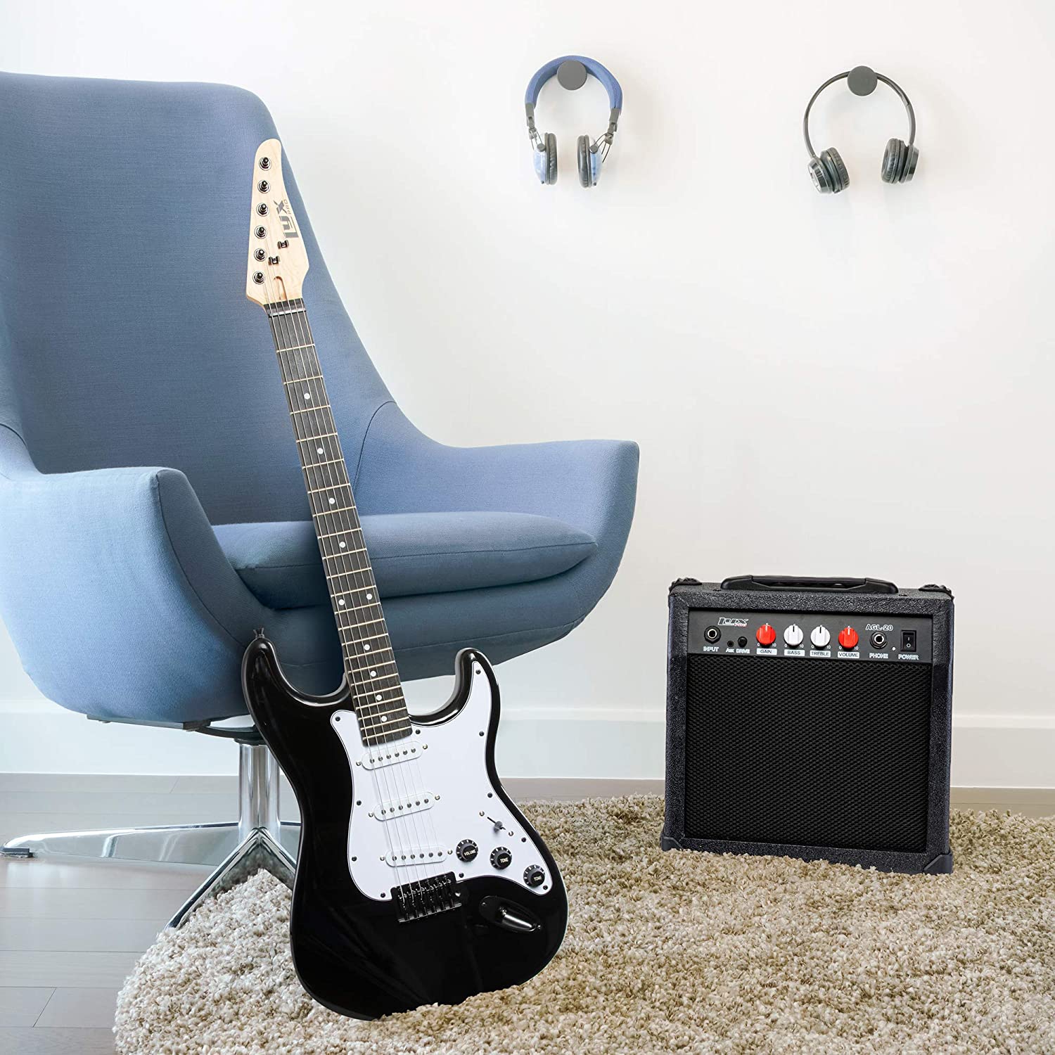 Amplificateur de guitare électrique 20 W de LyxPro amplificateur haut-parleur intégré prise pour écouteurs et entrée auxiliaire comprend volume des