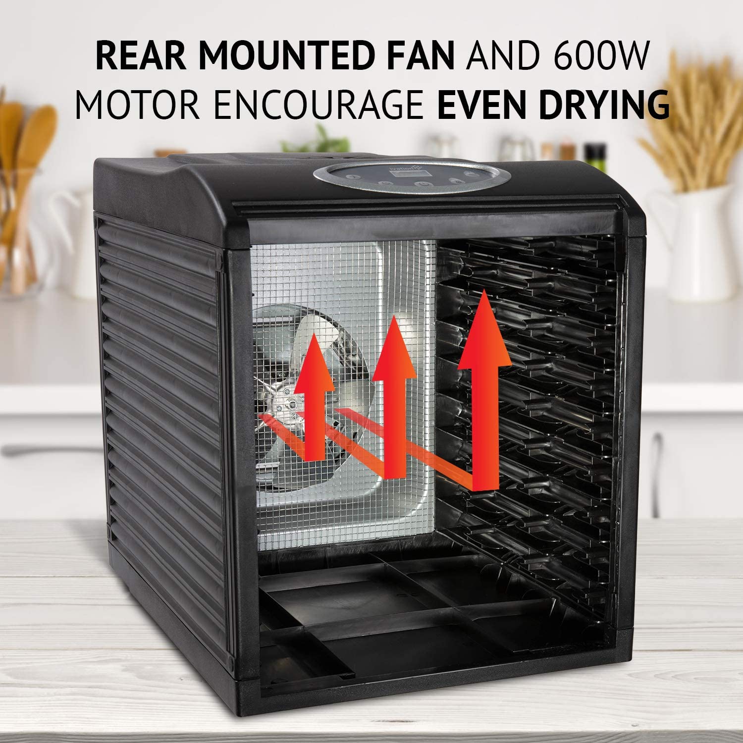 Ivation 9 Tray Premium Electric Food Dehydrator Machine - 600w - Digital Timer & Temperature Control with Auto Shutoff - 95ºF to 158ºF for Drying