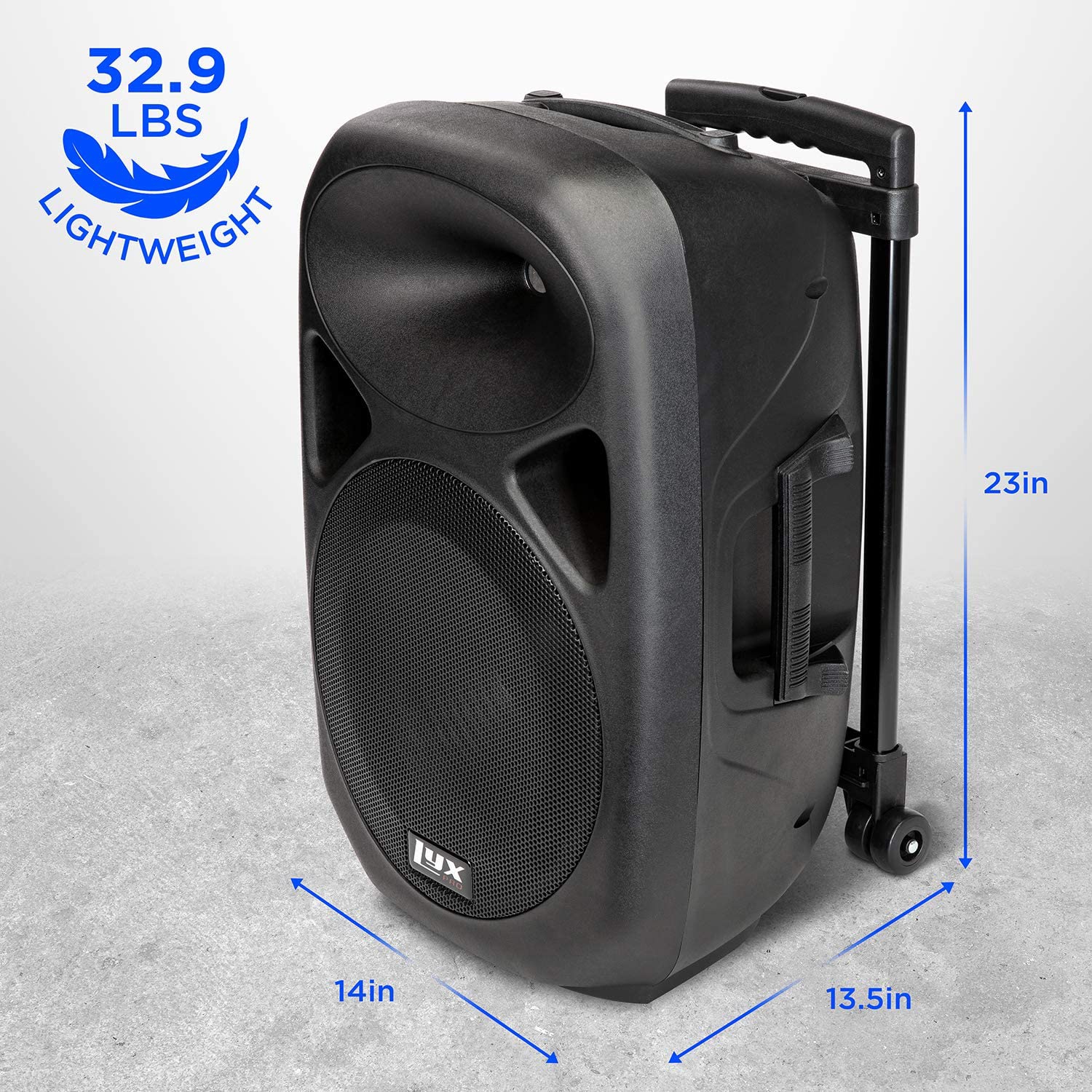 LyxPro 12 Inch Active PA Rechargeable Battery Speaker System, Bluetooth, MP3, USB, SD Card Slot, Foldable Carry Handle, Easy Carry Wheels-SPA-12 BAT…