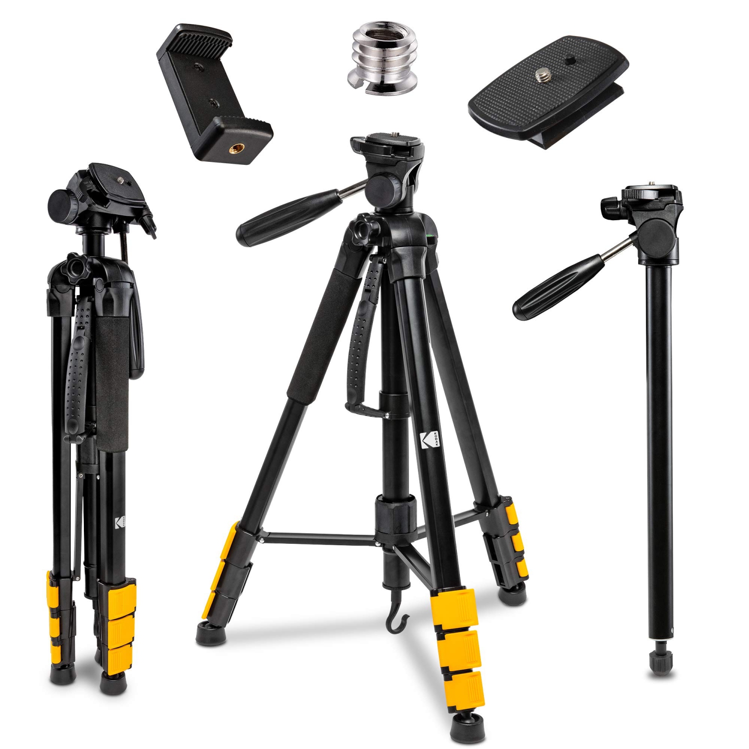 KODAK PhotoGear 2-in-1 Tripod & Monopod, 70" Flip-Lock Aluminum Stand with Case, Black