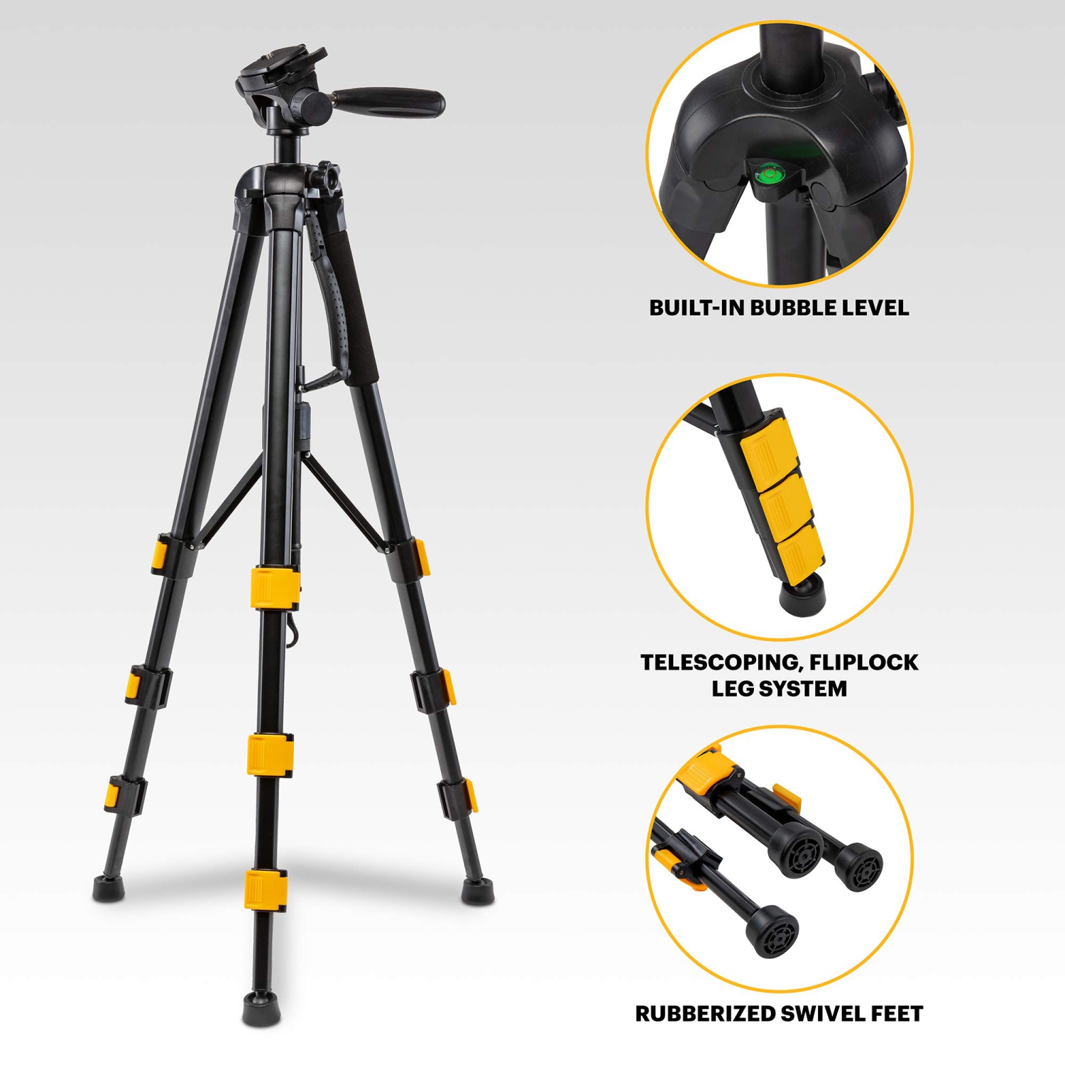 KODAK PhotoGear 2-in-1 Tripod & Monopod, 70" Flip-Lock Aluminum Stand with Case, Black