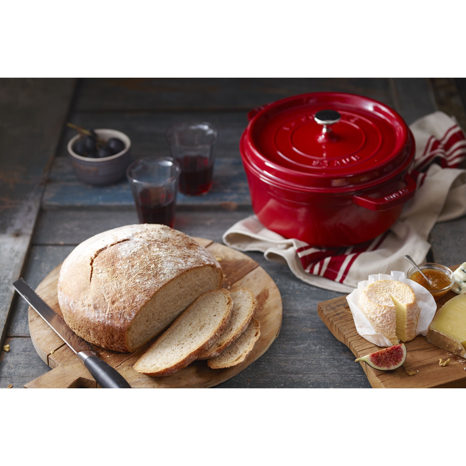 STAUB La Cocotte 3.7 L Cast Iron Round Cocotte, Cherry
