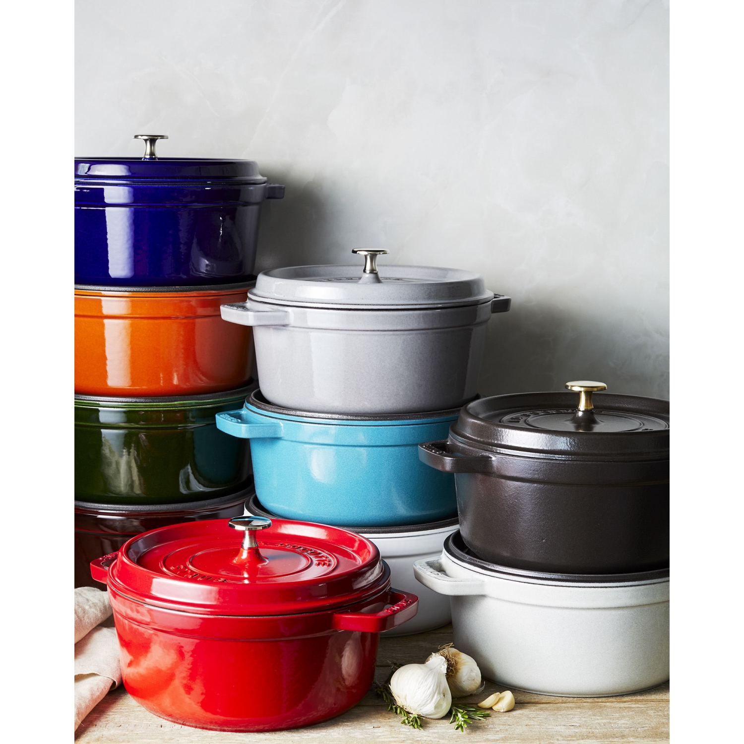 STAUB La Cocotte 3.7 L Cast Iron Round Cocotte, Cherry