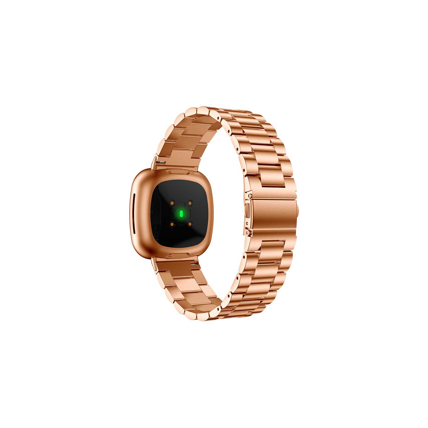 StrapsCo Stainless Steel Bracelet Watch Band for Fitbit Sense - Rose Gold