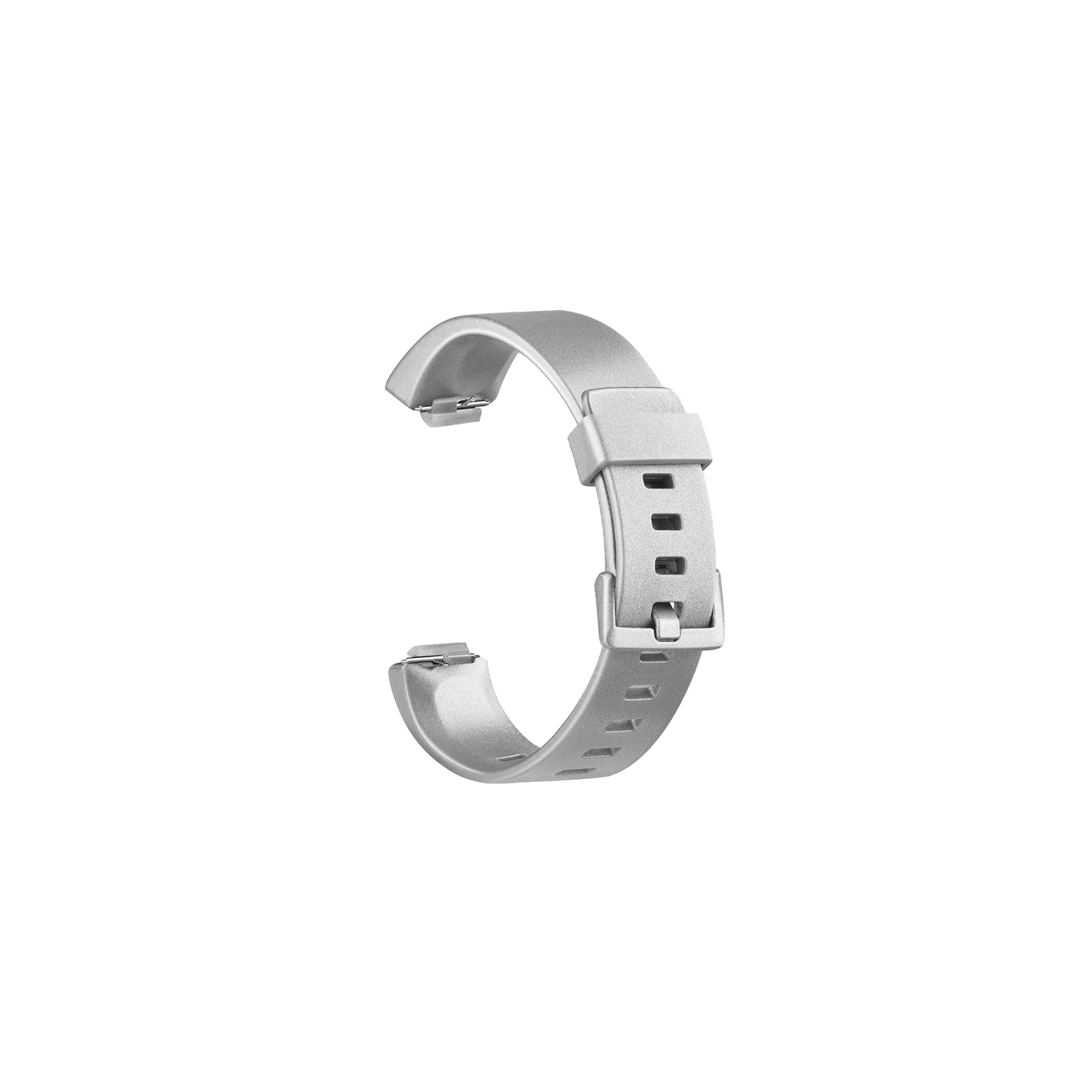 StrapsCo Women's TPU Rubber Watch Band Strap for Fitbit Inspire & Inspire HR - Short-Medium - Silver