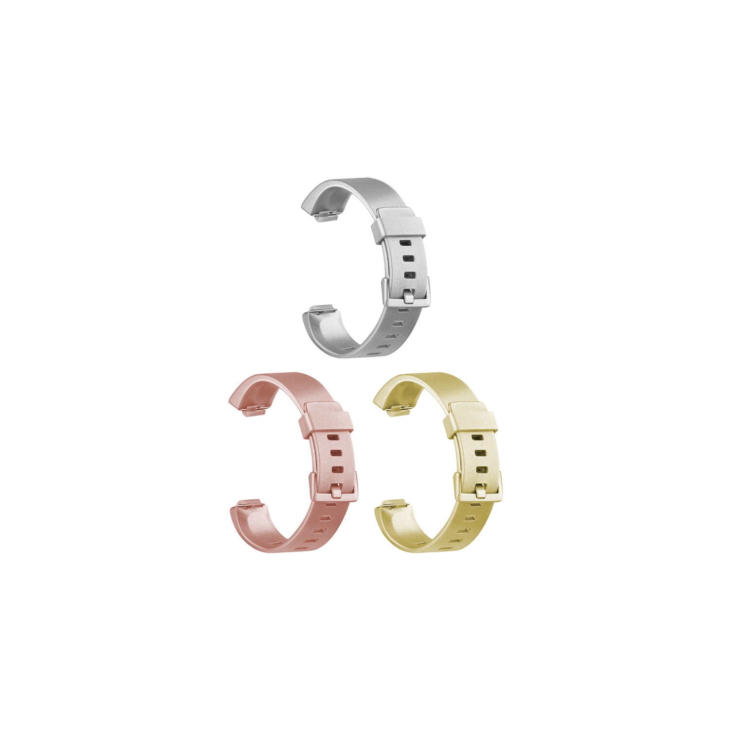 StrapsCo Women's TPU Rubber Watch Band Strap for Fitbit Inspire & Inspire HR - Short-Medium - Silver