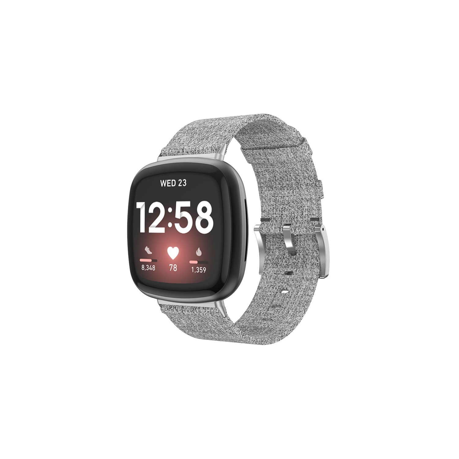StrapsCo Bracelet de Montre en Toile Tissée pour Fitbit Sense - Gris