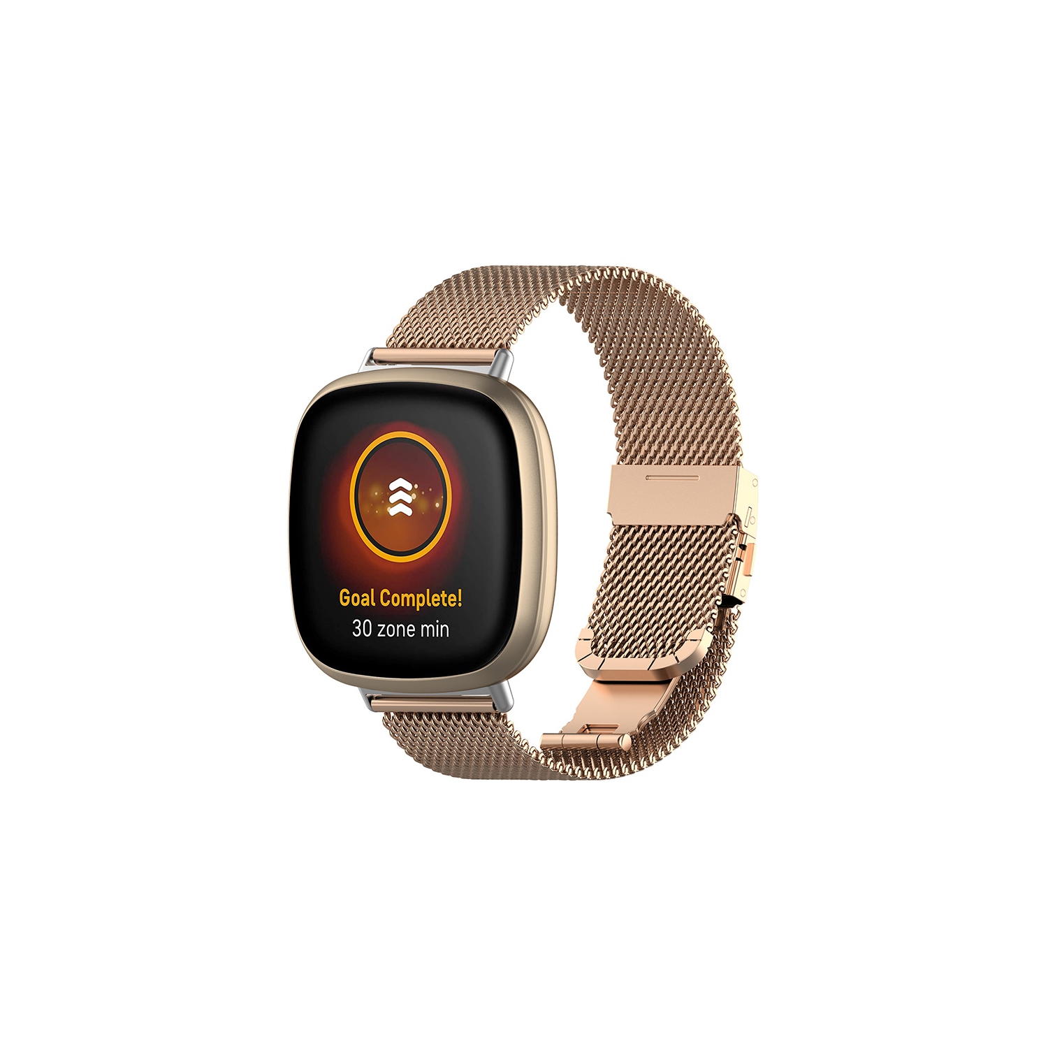 StrapsCo Stainless Steel Milanese Mesh Watch Band Strap for Fitbit Sense - Rose Gold