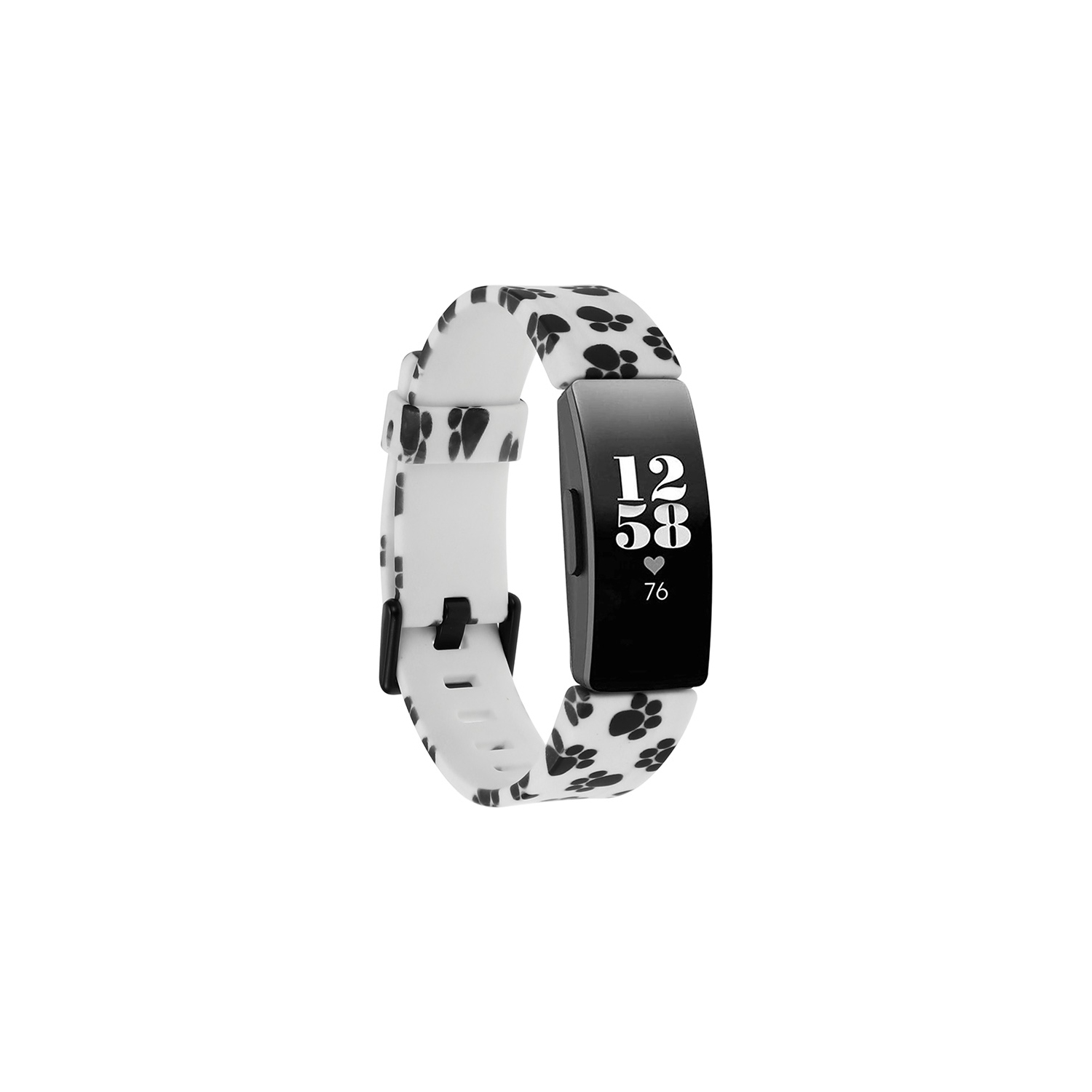 StrapsCo Print Silicone Rubber Watch Band Strap for Fitbit Inspire & Inspire HR - Short-Medium - Paw Prints